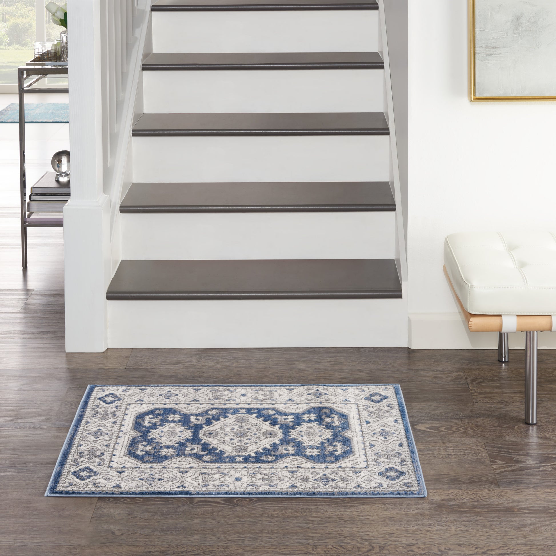 Nicole Curtis Series 4 SR403 Grey Navy Traditional Machinemade Rug