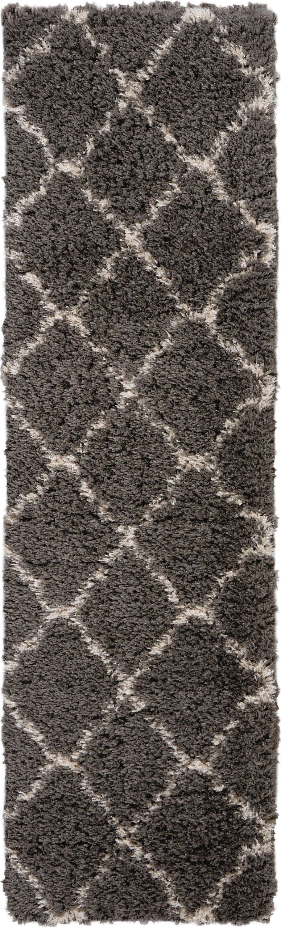 Nourison Home Luxe Shag LXS02 Charcoal Beige  Contemporary Machinemade Rug