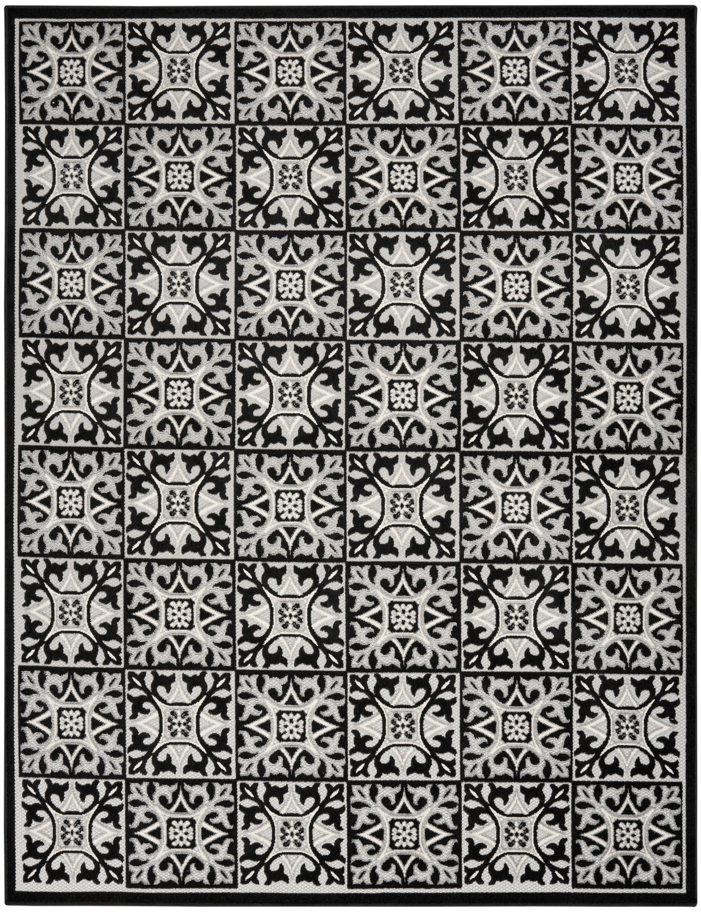 Nourison Home Aloha ALH34 Black White  Contemporary Machinemade Rug