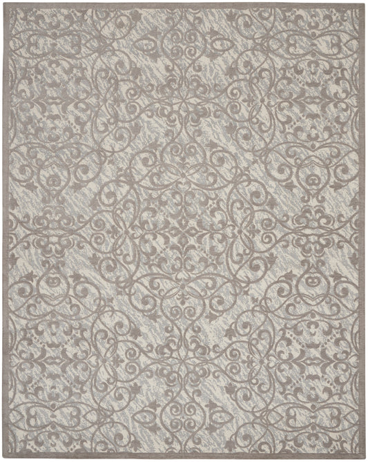 Nourison Home Damask DAS01 Ivory Grey  Traditional Machinemade Rug