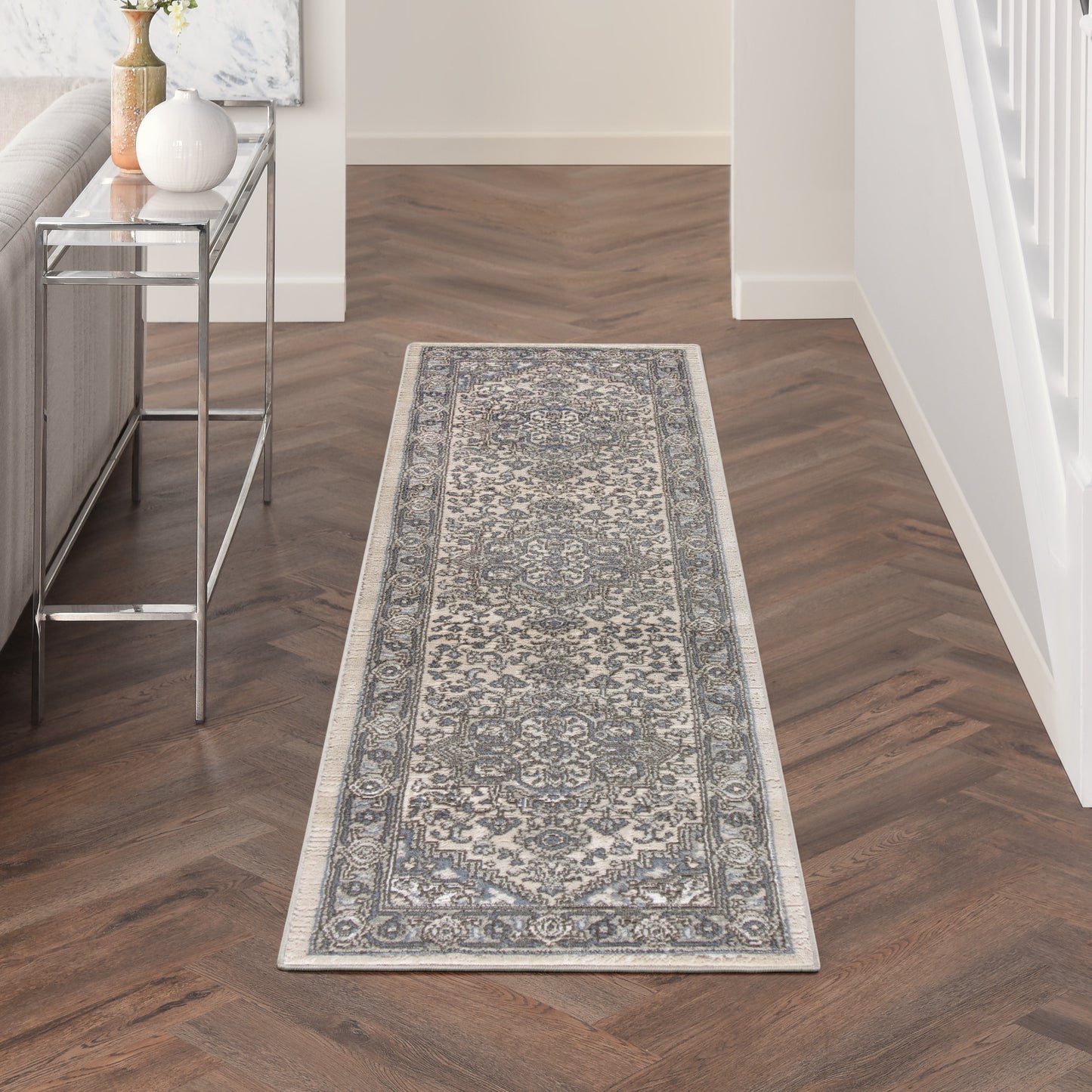 Nourison Home Quarry QUA05 Ivory Blue  Transitional Machinemade Rug