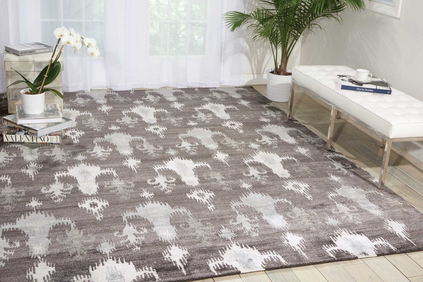 Nourison Home Silk Shadows SHA09 Grey  Transitional Knotted Rug