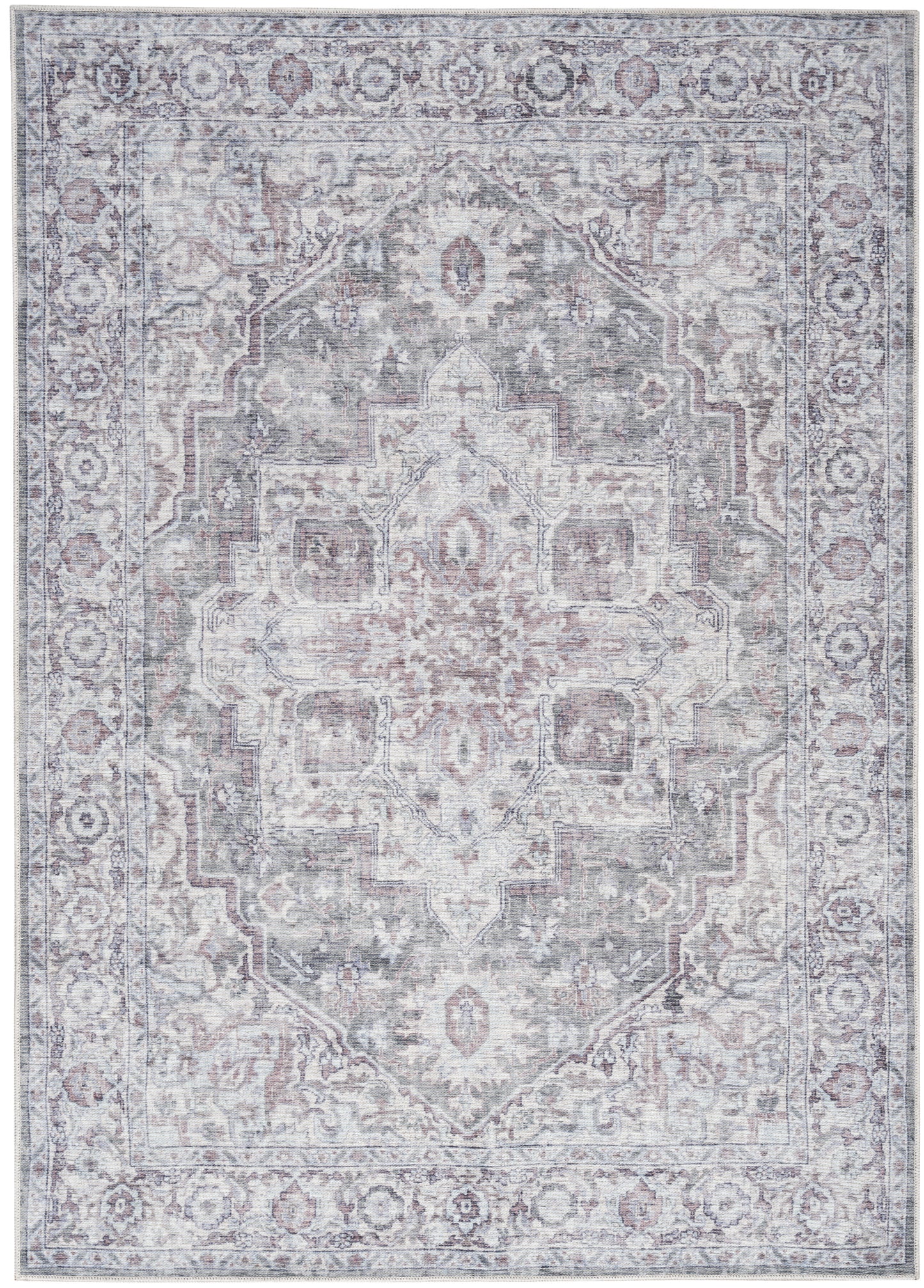 Nicole Curtis Machine Washable Series 1 SR101 Ivory Grey  Traditional Machinemade Rug