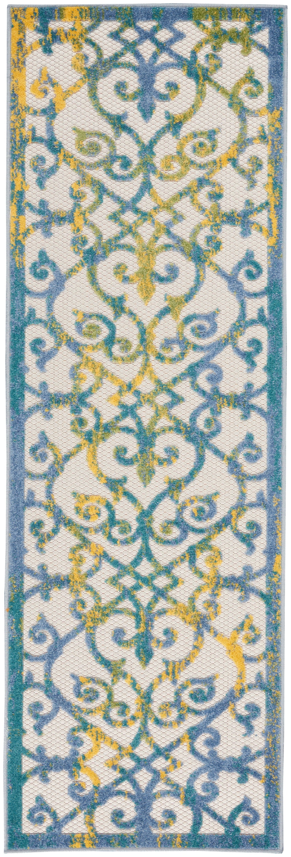 Nourison Home Aloha ALH21 Ivory Blue  Contemporary Machinemade Rug