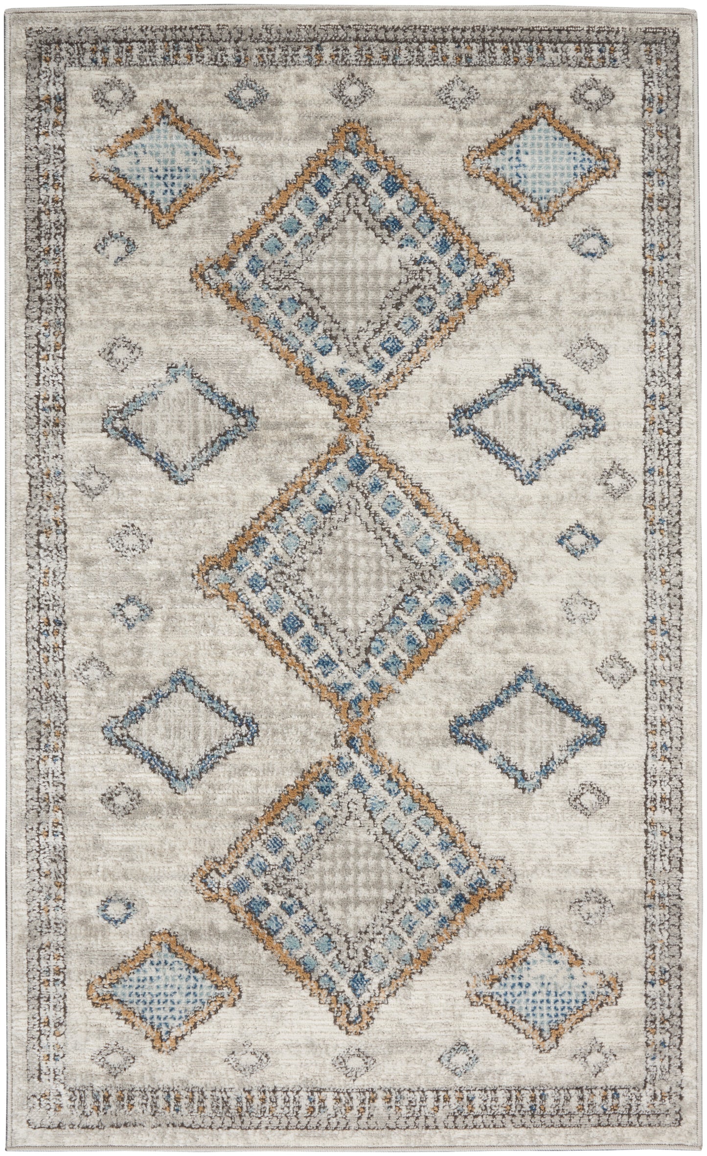 Nourison Home Quarry QUA14 Ivory Grey Blue  Contemporary Machinemade Rug