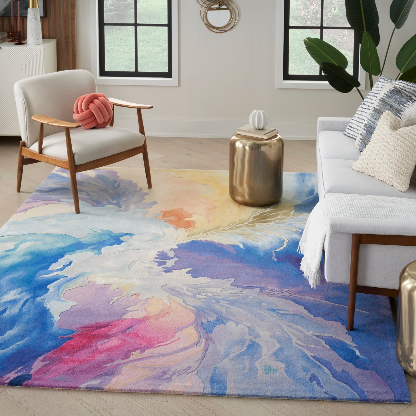 Nourison Home Prismatic PRS37 Blue Multicolor  Contemporary Tufted Rug