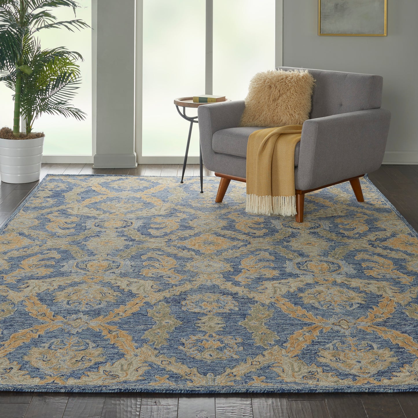 Nourison Home Azura AZM03 Navy Blue  Transitional Tufted Rug