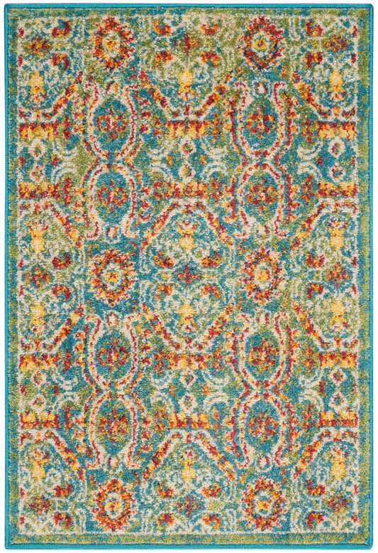 Nourison Home Allur ALR05 Turquoise Multicolor Transitional Machinemade Rug