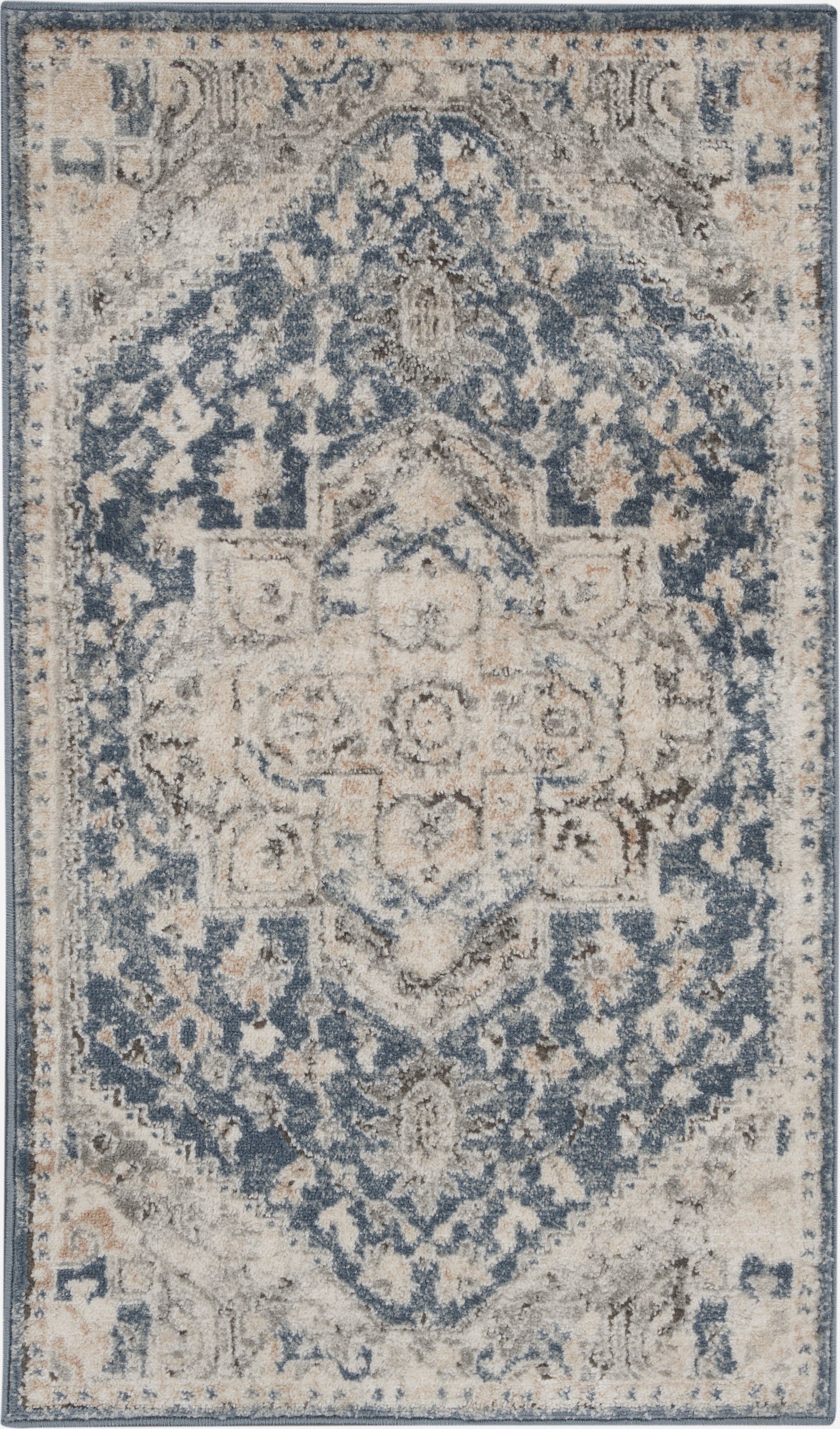 Nourison Home Quarry QUA08 Ivory Blue Traditional Machinemade Rug