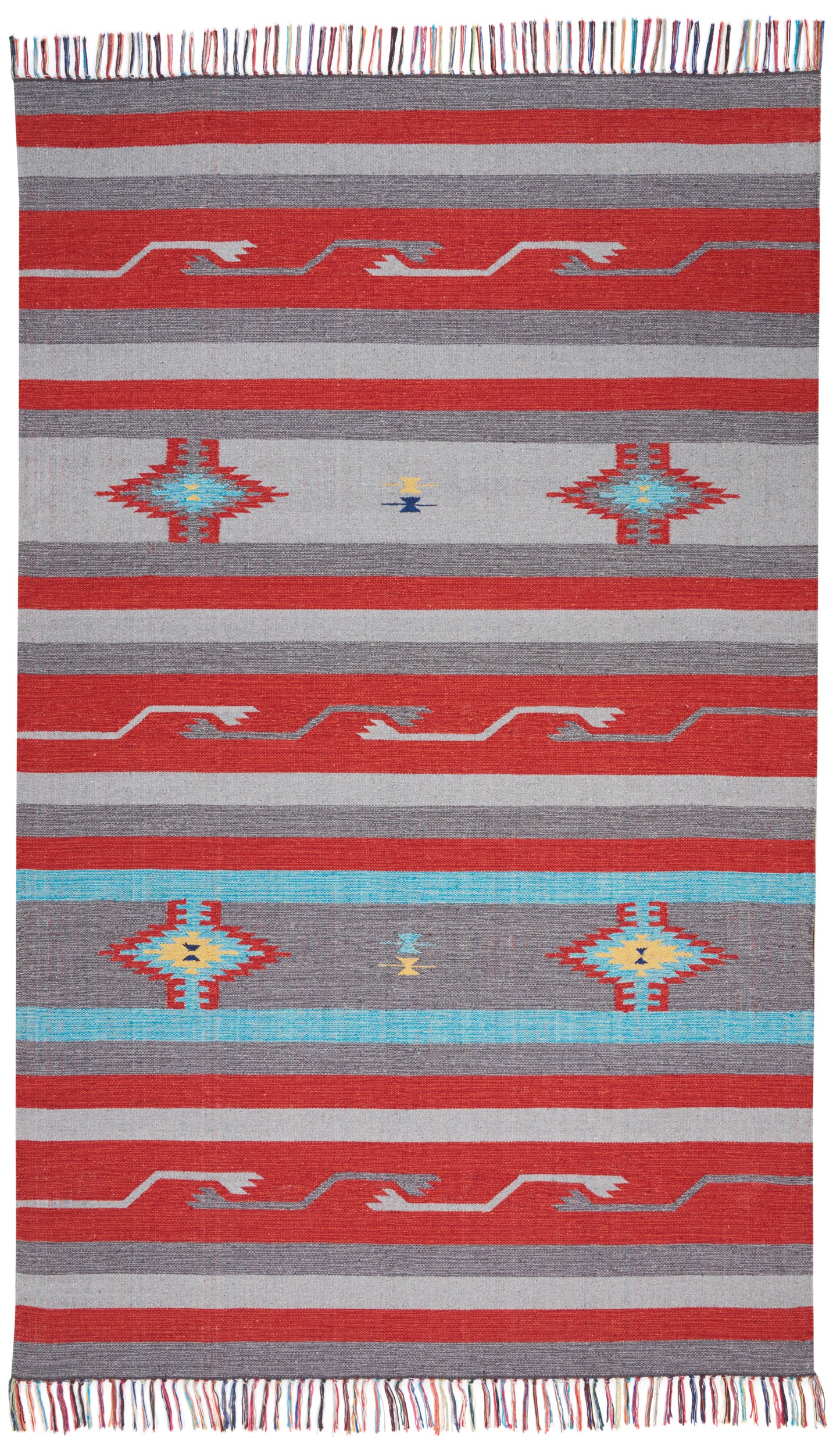 Nourison Home Baja BAJ01 Grey Red  Transitional Woven Rug