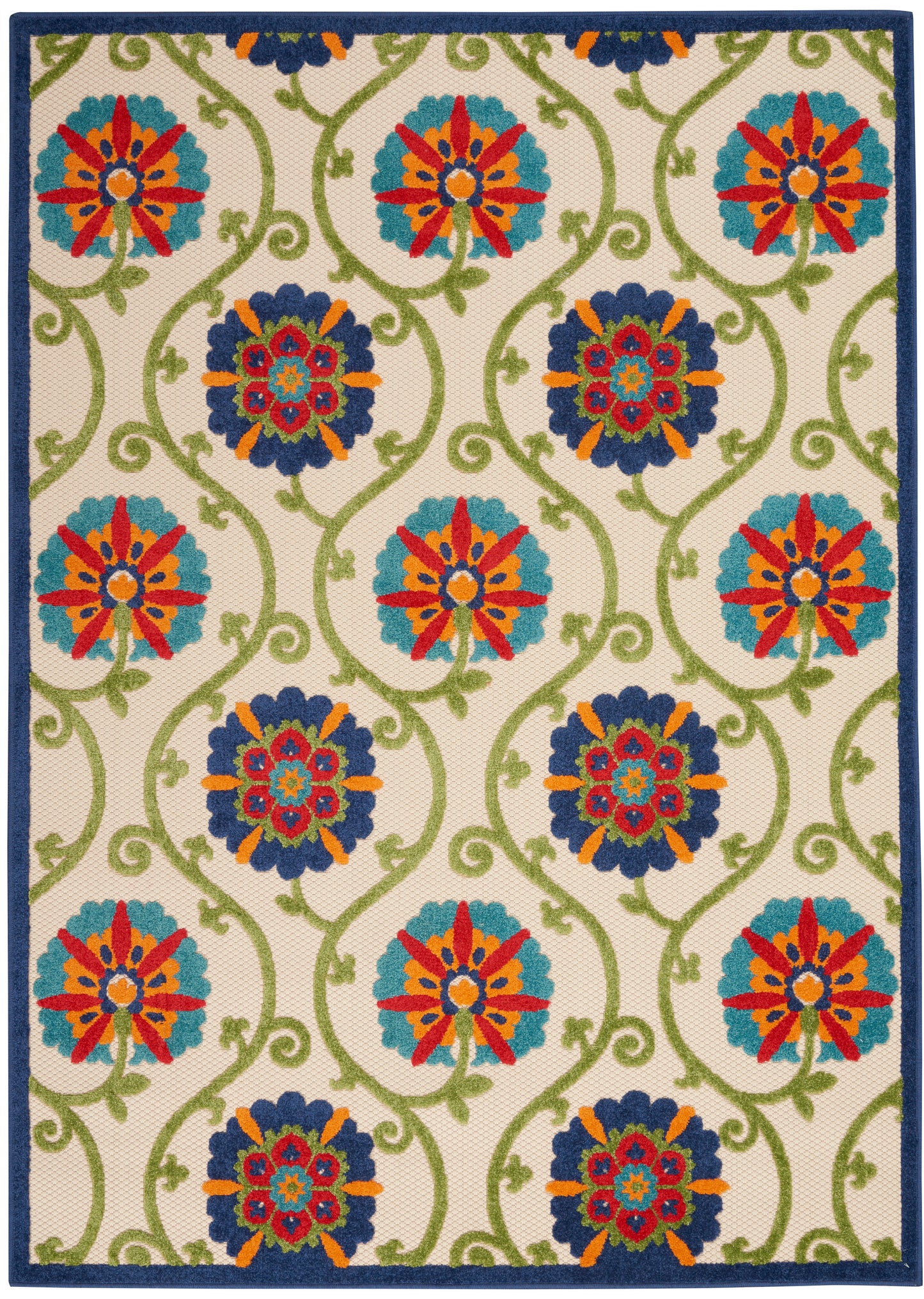 Nourison Home Aloha ALH19 Blue Multicolor  Contemporary Machinemade Rug