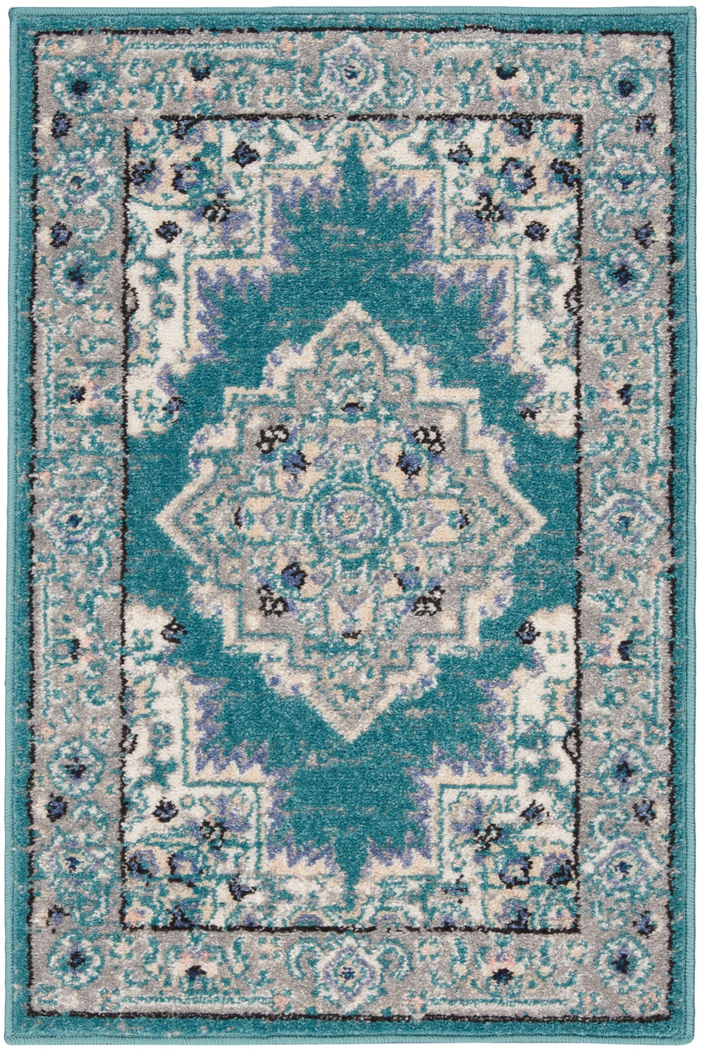 Nourison Home Passion PSN03 Turquoise Grey Transitional Machinemade Rug