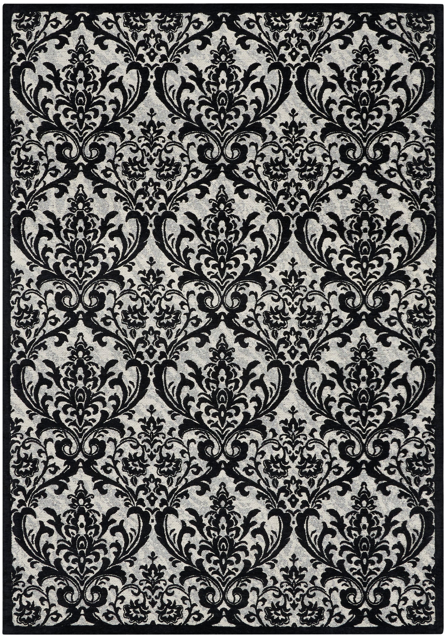 Nourison Home Damask DAS02 Black White  Traditional Machinemade Rug