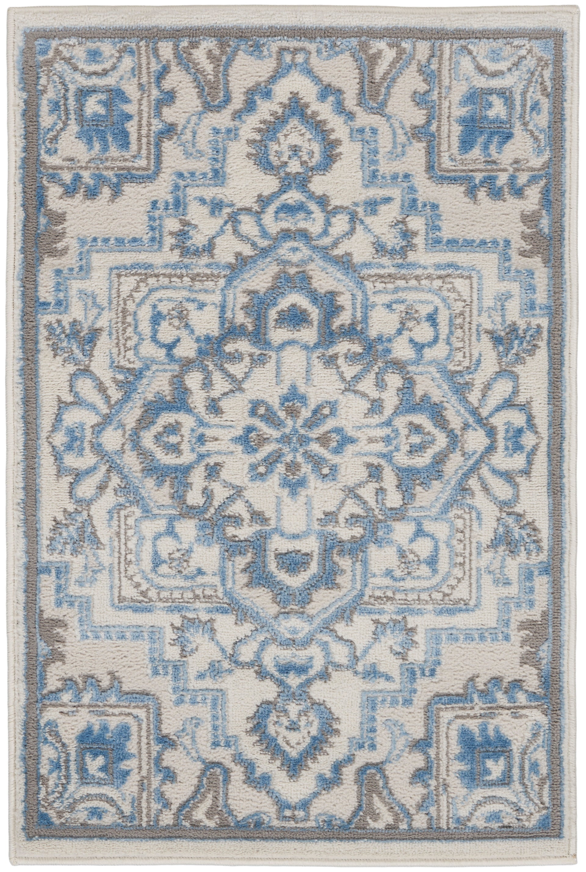 Nourison Home Elation ETN10 Ivory Blue Traditional Machinemade Rug