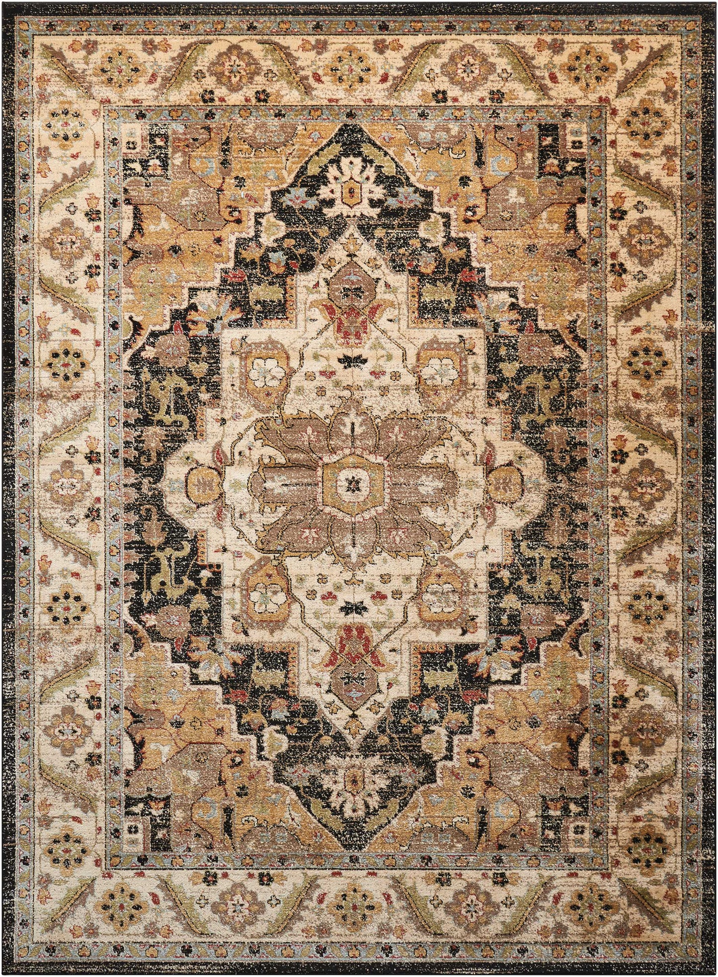 Nourison Home Delano DEL05 Black  Traditional Machinemade Rug