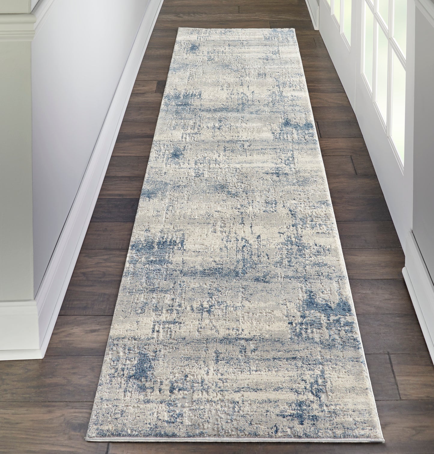 Nourison Home Rustic Textures RUS10 Ivory Blue  Contemporary Machinemade Rug