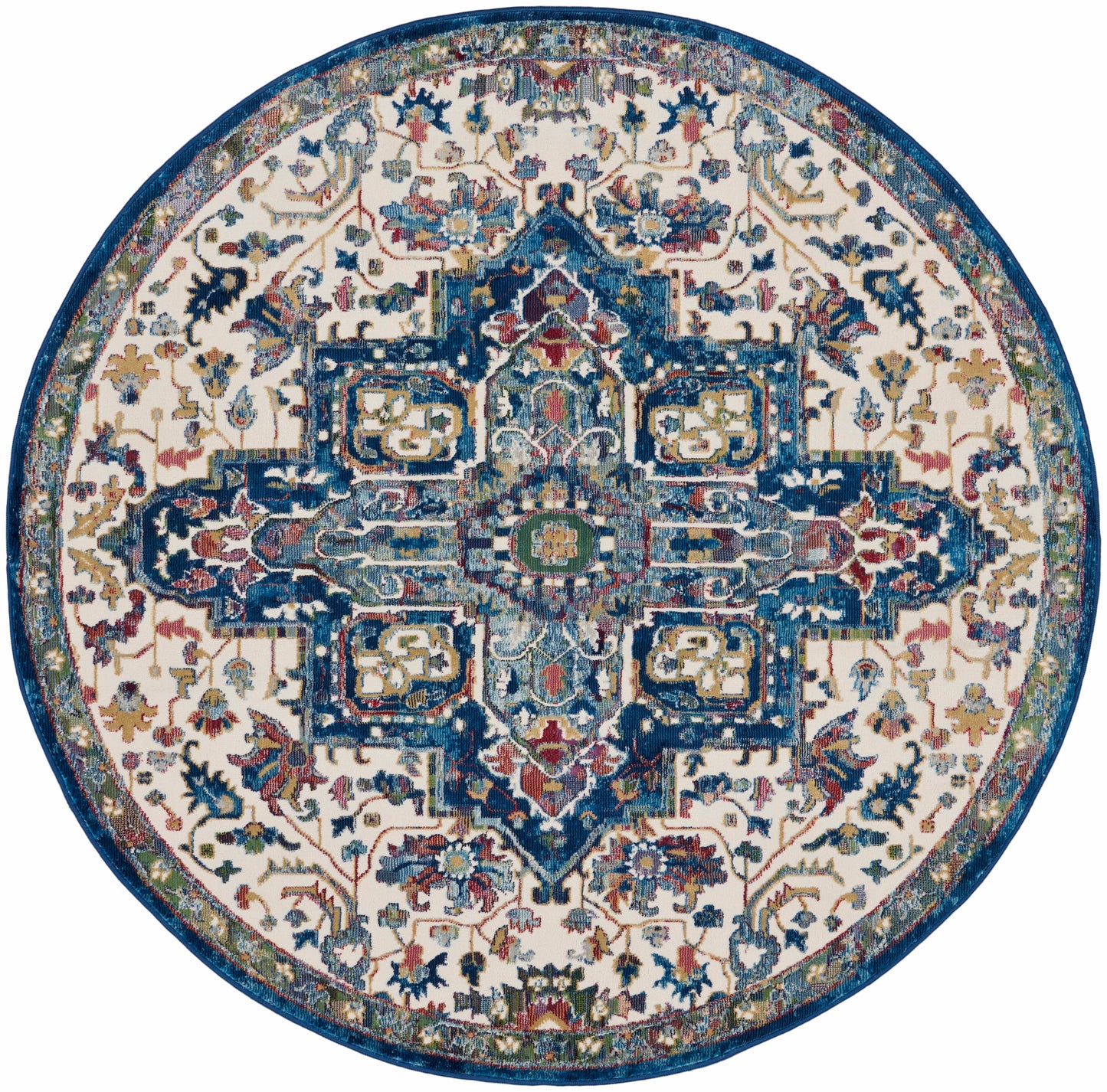 Nourison Home Ankara Global ANR15 Ivory Navy  Transitional Machinemade Rug