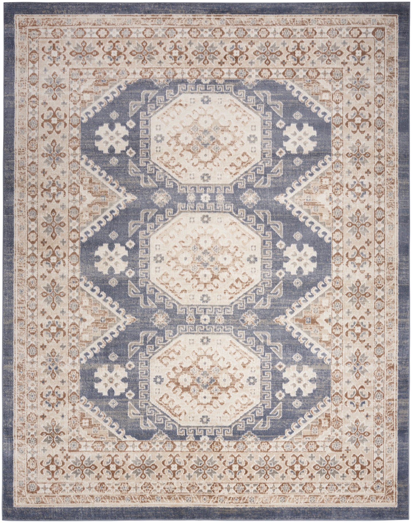 Nourison Home Serenity Home SRH01 Ivory Blue  Traditional Woven Rug