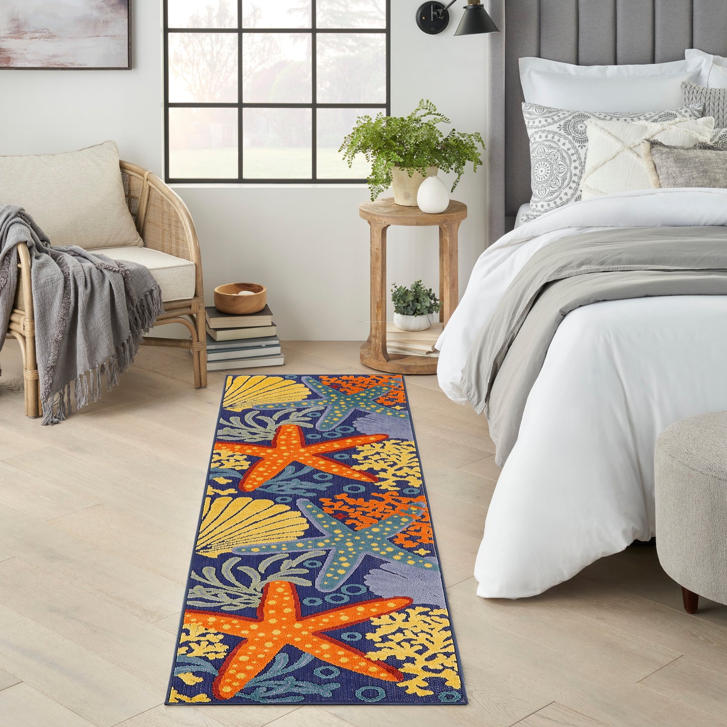 Nourison Home Aloha ALH24 Navy Multicolor  Contemporary Machinemade Rug