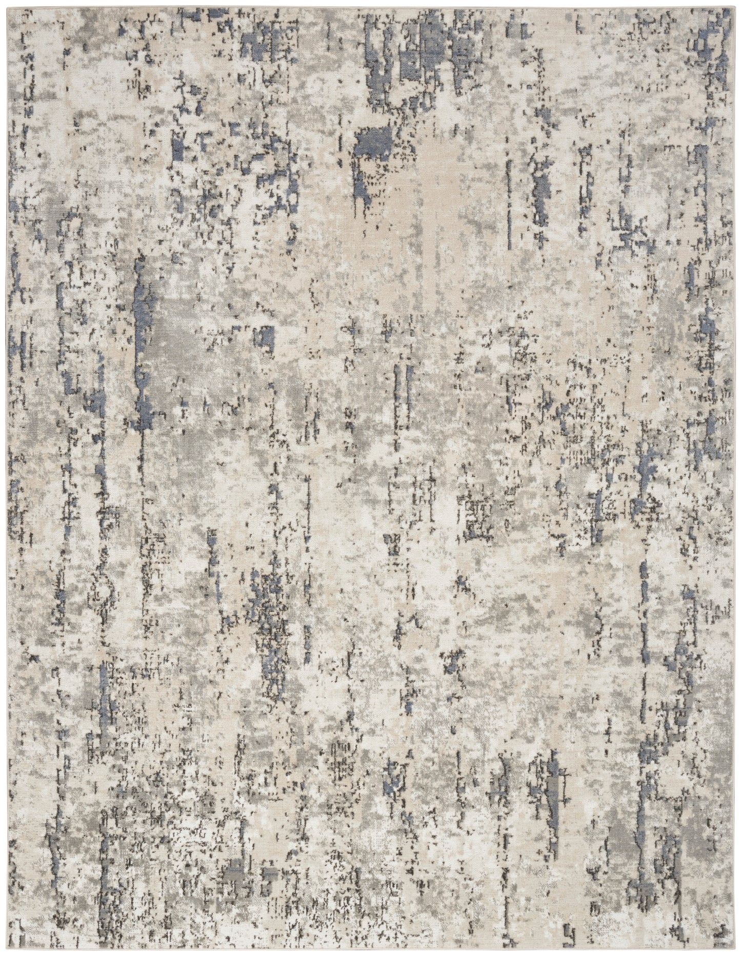 Nourison Home Quarry QUA01 Ivory Blue Grey  Contemporary Machinemade Rug