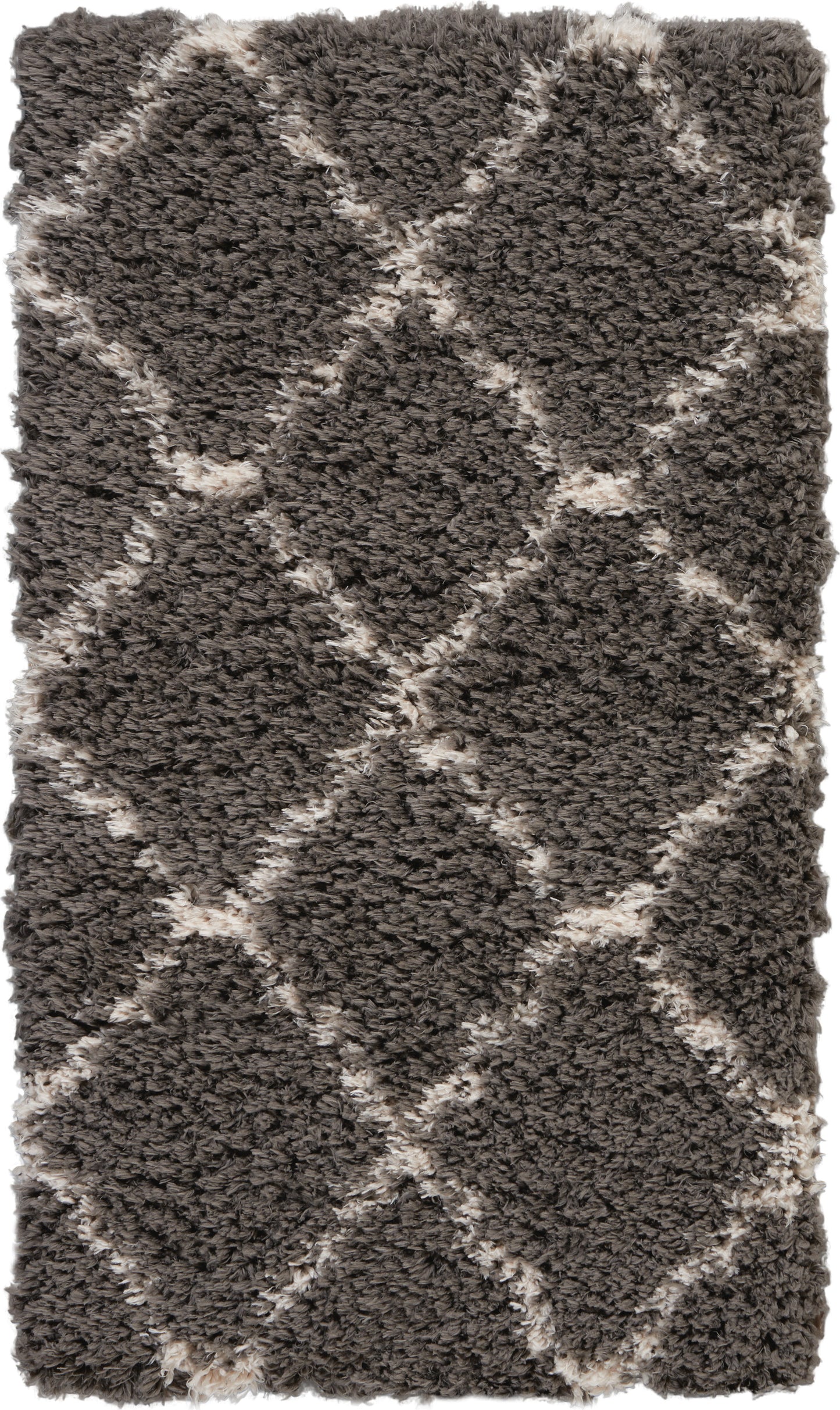 Nourison Home Luxe Shag LXS02 Charcoal Beige Contemporary Machinemade Rug