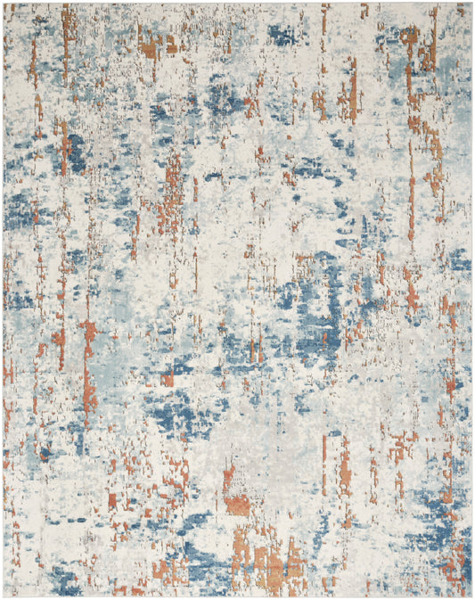 Nourison Home Quarry QUA01 Beige Blue Rust  Contemporary Machinemade Rug