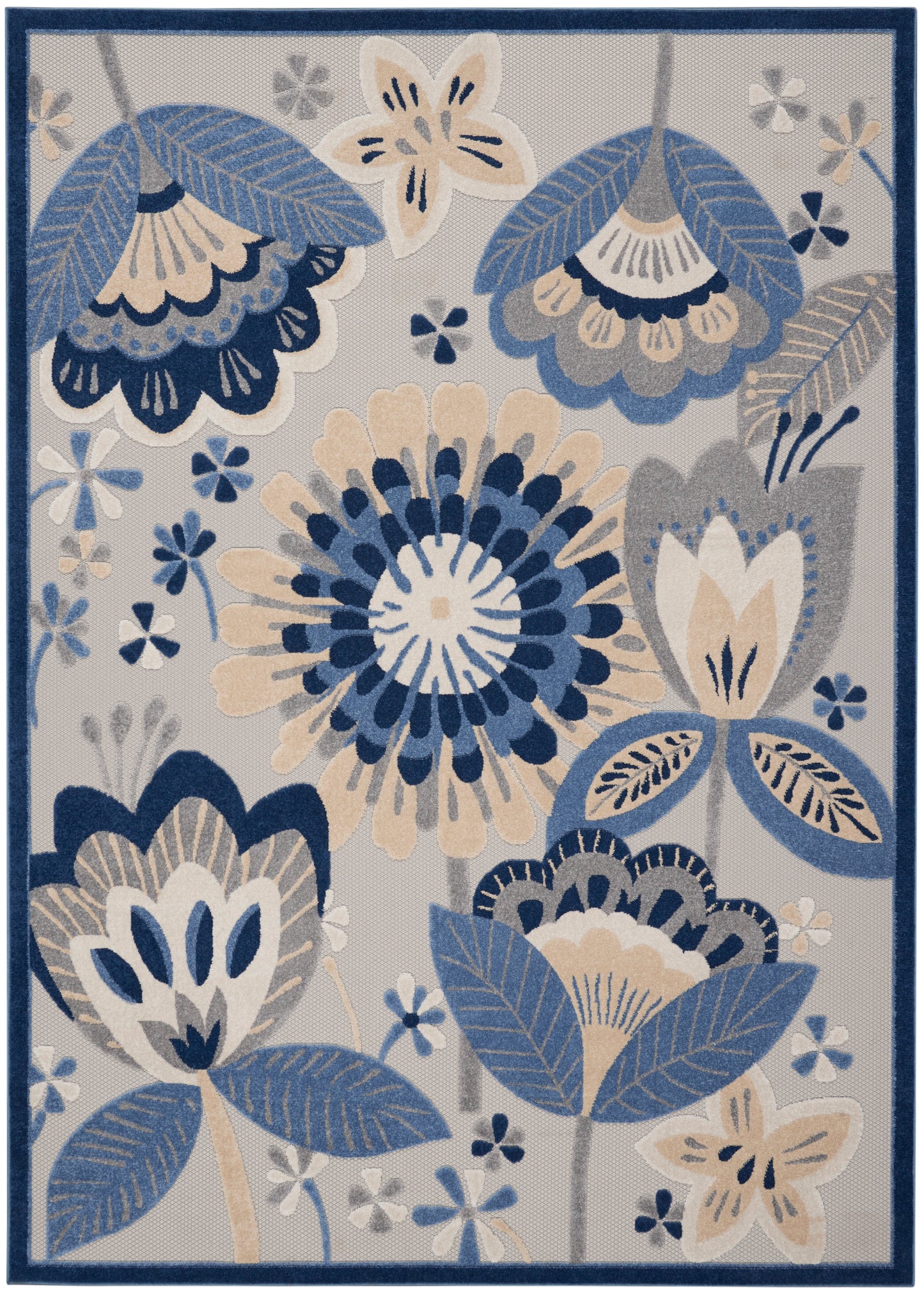 Nourison Home Aloha ALH25 Blue Grey  Contemporary Machinemade Rug