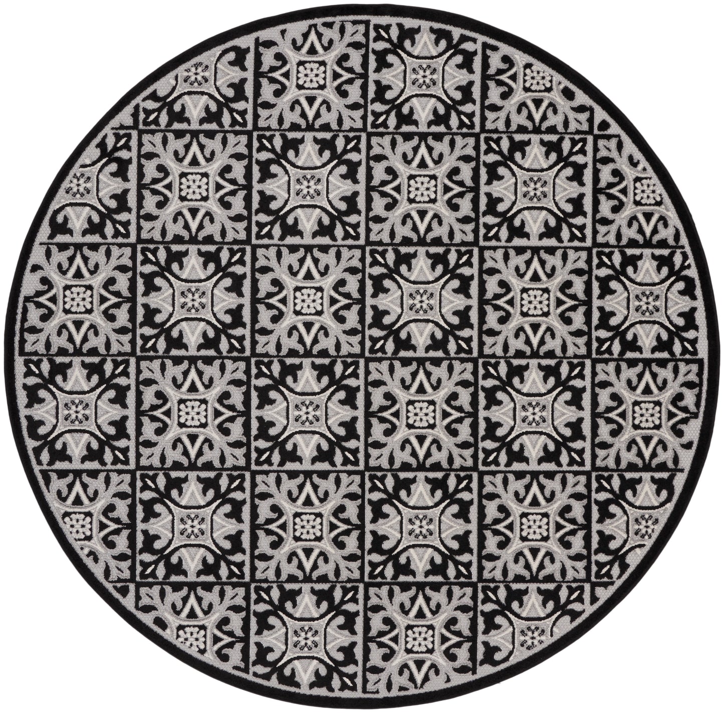 Nourison Home Aloha ALH34 Black White  Contemporary Machinemade Rug