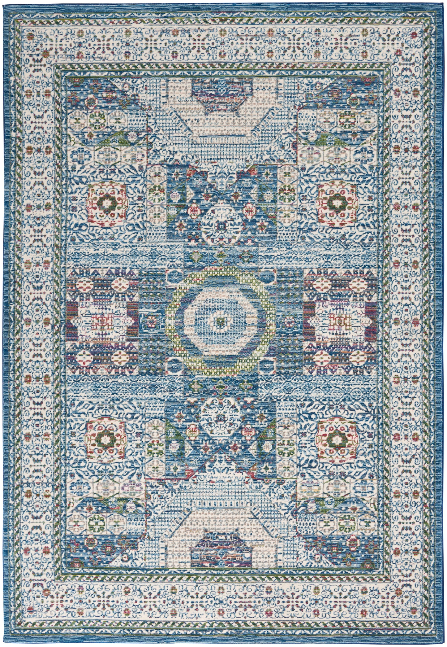 Nourison Home Ankara Global ANR17 Ivory Light Blue  Transitional Machinemade Rug