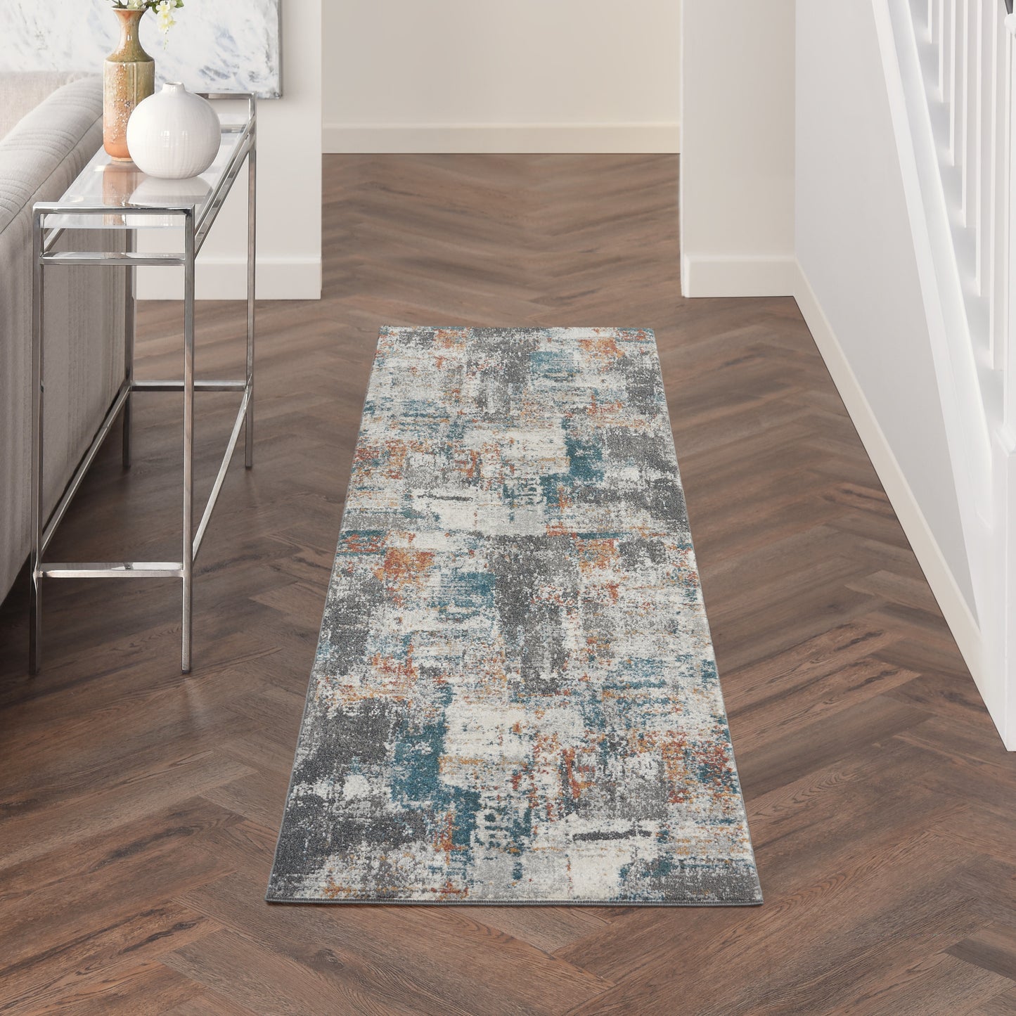 Nourison Home Tangra TNR06 Grey Multi  Contemporary Machinemade Rug