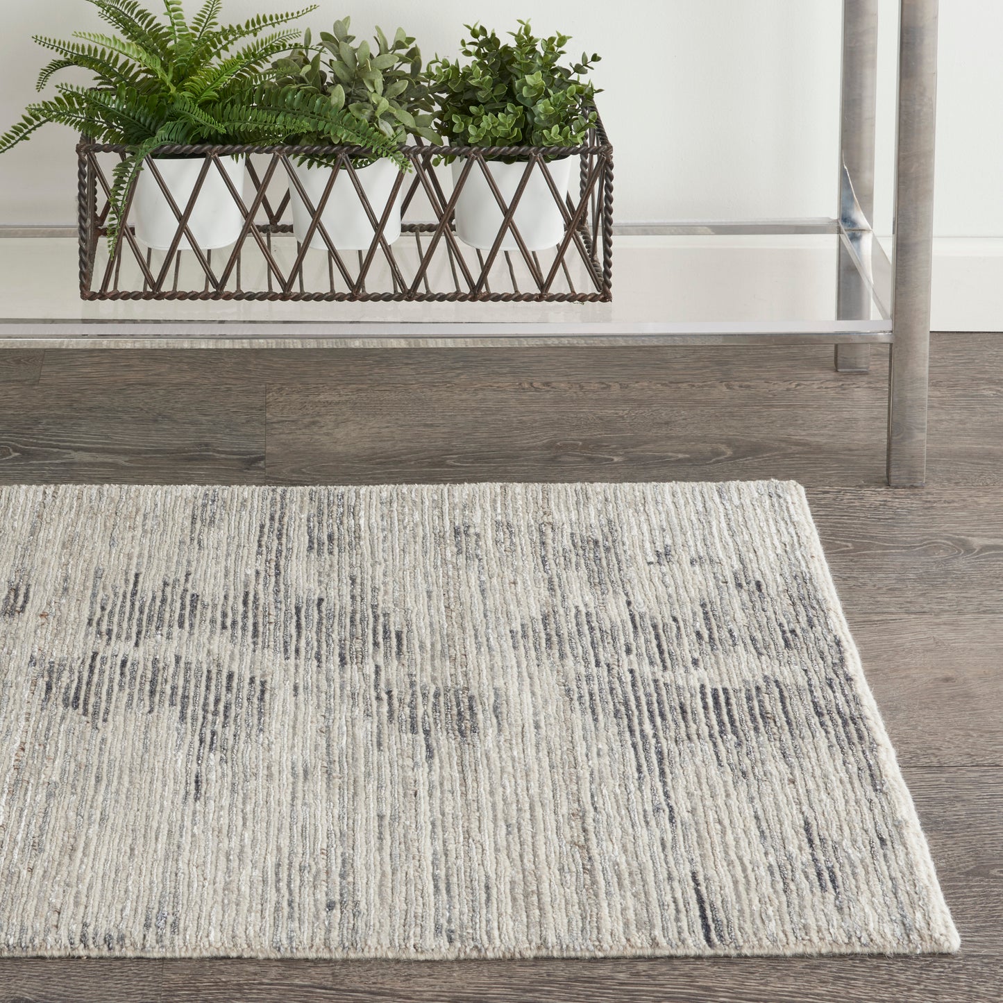 Nourison Home OCEAN OCP03 Cream Charcoal  Contemporary Knotted Rug