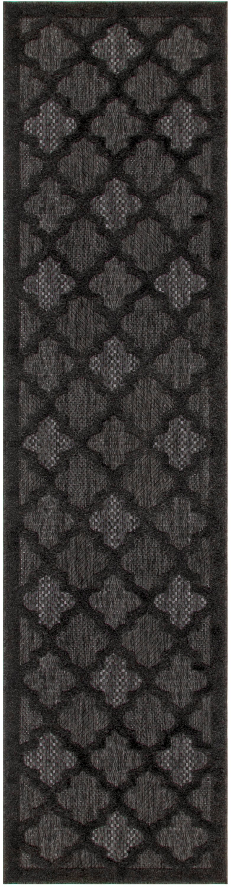 Nourison Home Easy Care NES01 Charcoal Black  Contemporary Flat Weave Rug