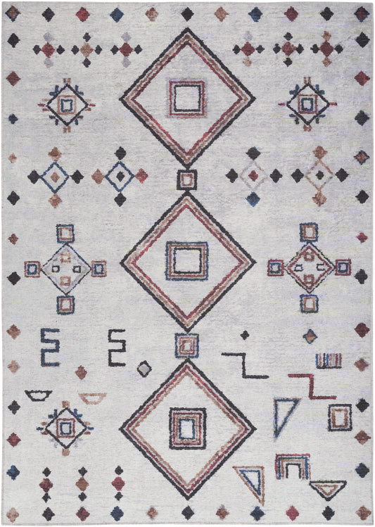 Nicole Curtis Machine Washable Series 1 SR108 Ivory Multi Contemporary Machinemade Rug