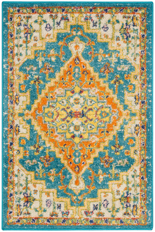 Nourison Home Allur ALR01 Turquoise Ivory Transitional Machinemade Rug