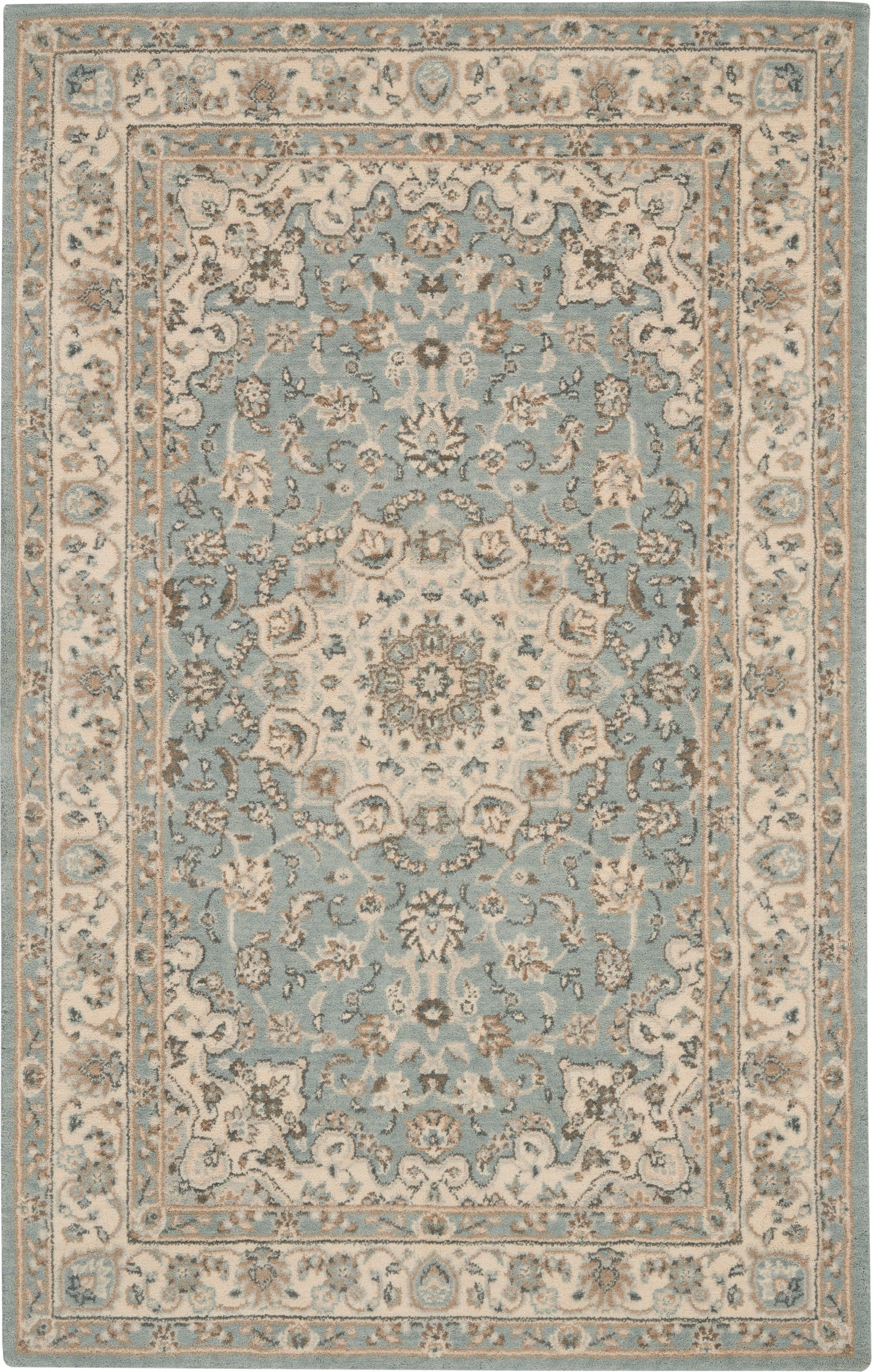 Nourison Home Living Treasures LI15 Aqua Ivory  Traditional Loom Rug