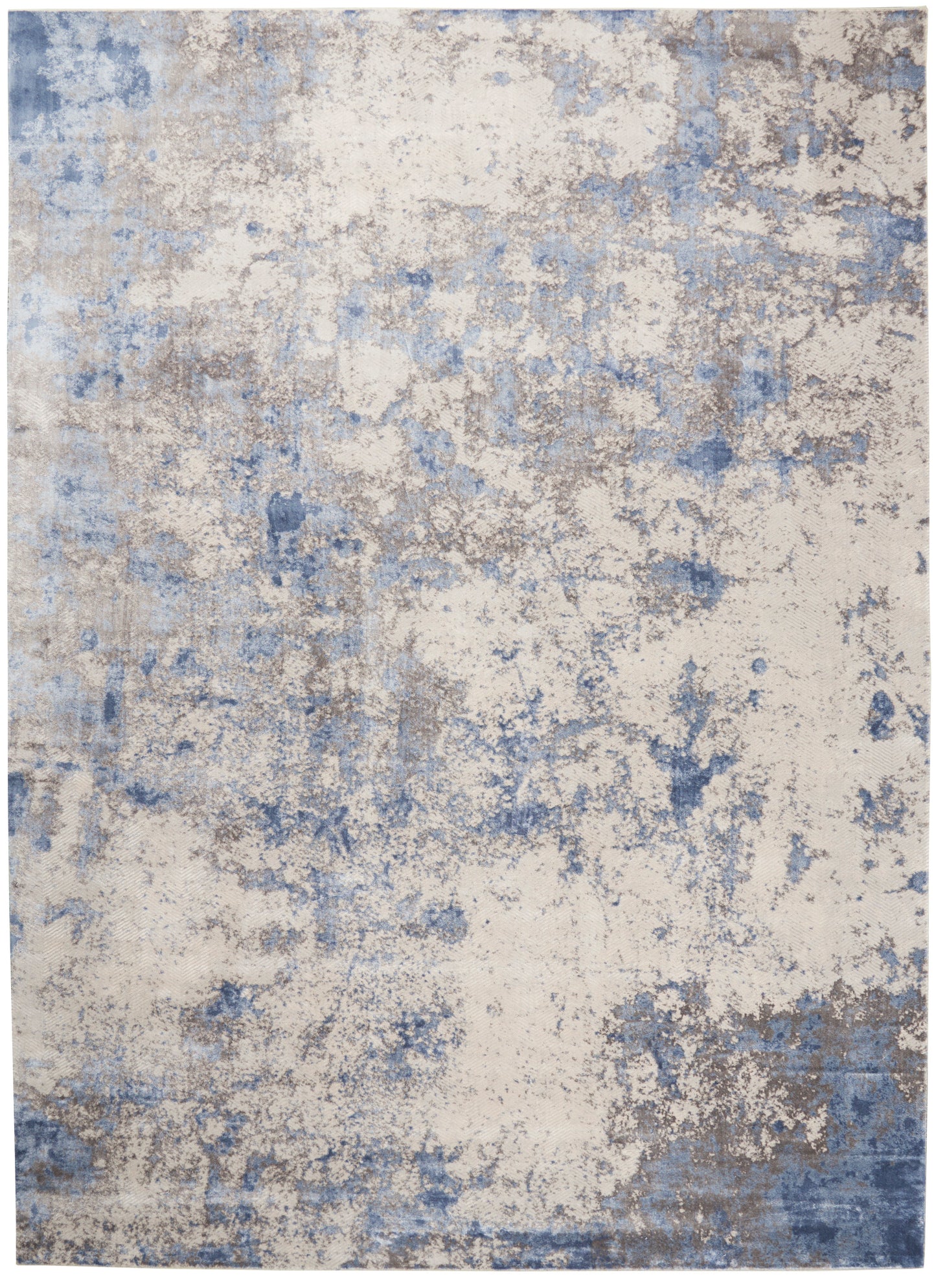 Nourison Home Silky Textures SLY04 Blue Ivory Grey  Contemporary Machinemade Rug