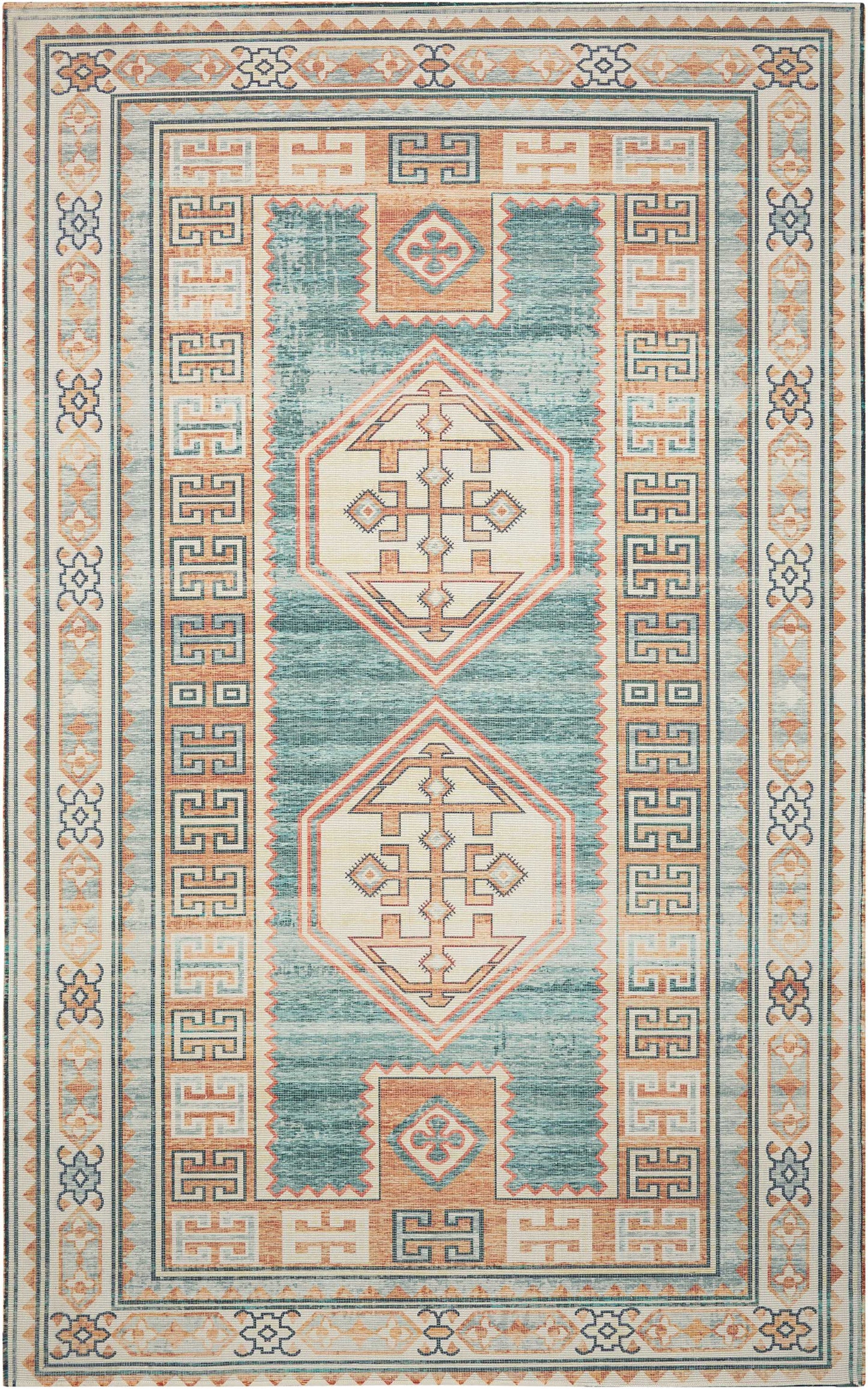 Nourison Home Madera MAD04 Teal Green  Transitional Machinemade Rug