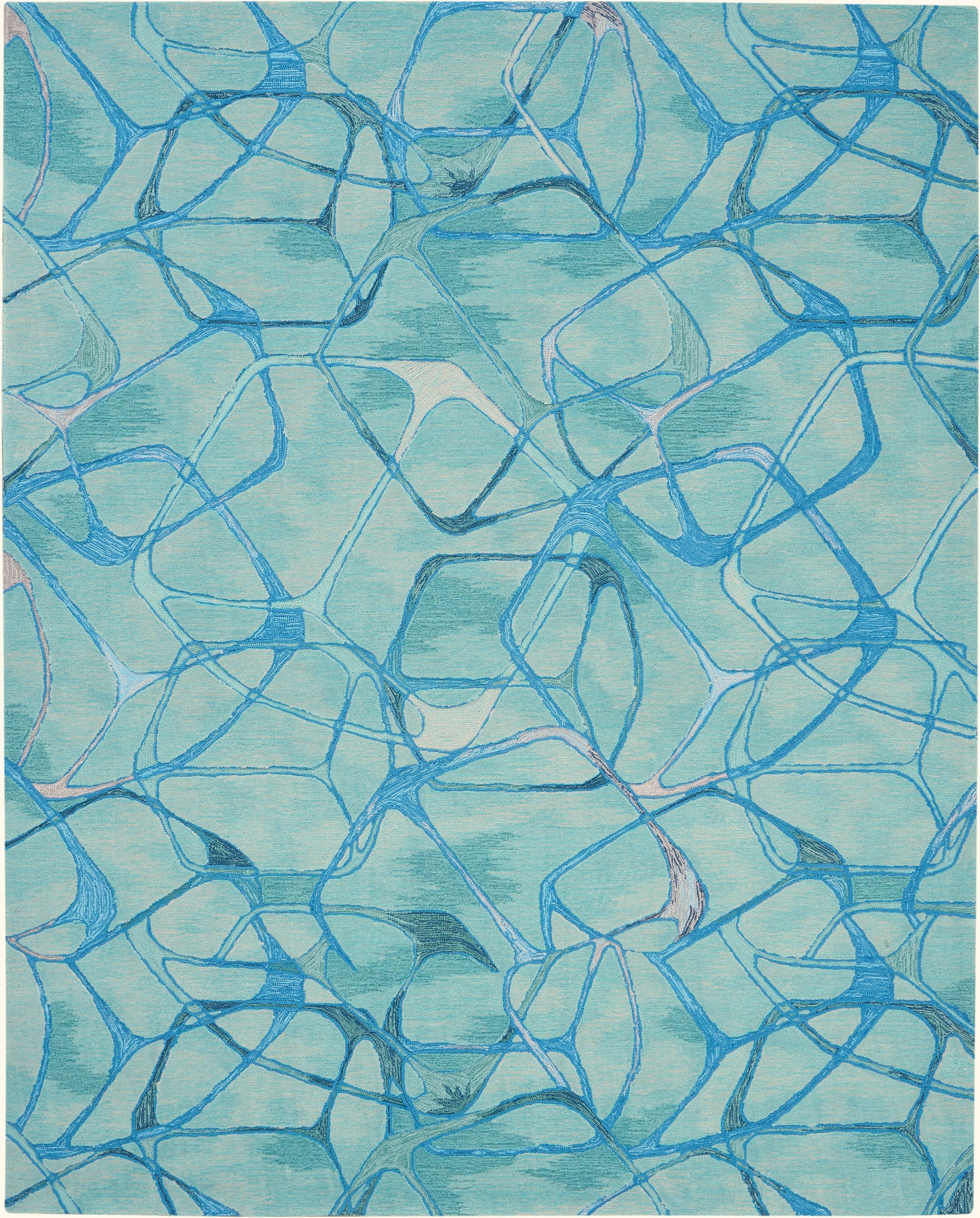 Nourison Home Symmetry SMM05 Aqua Blue  Contemporary Tufted Rug