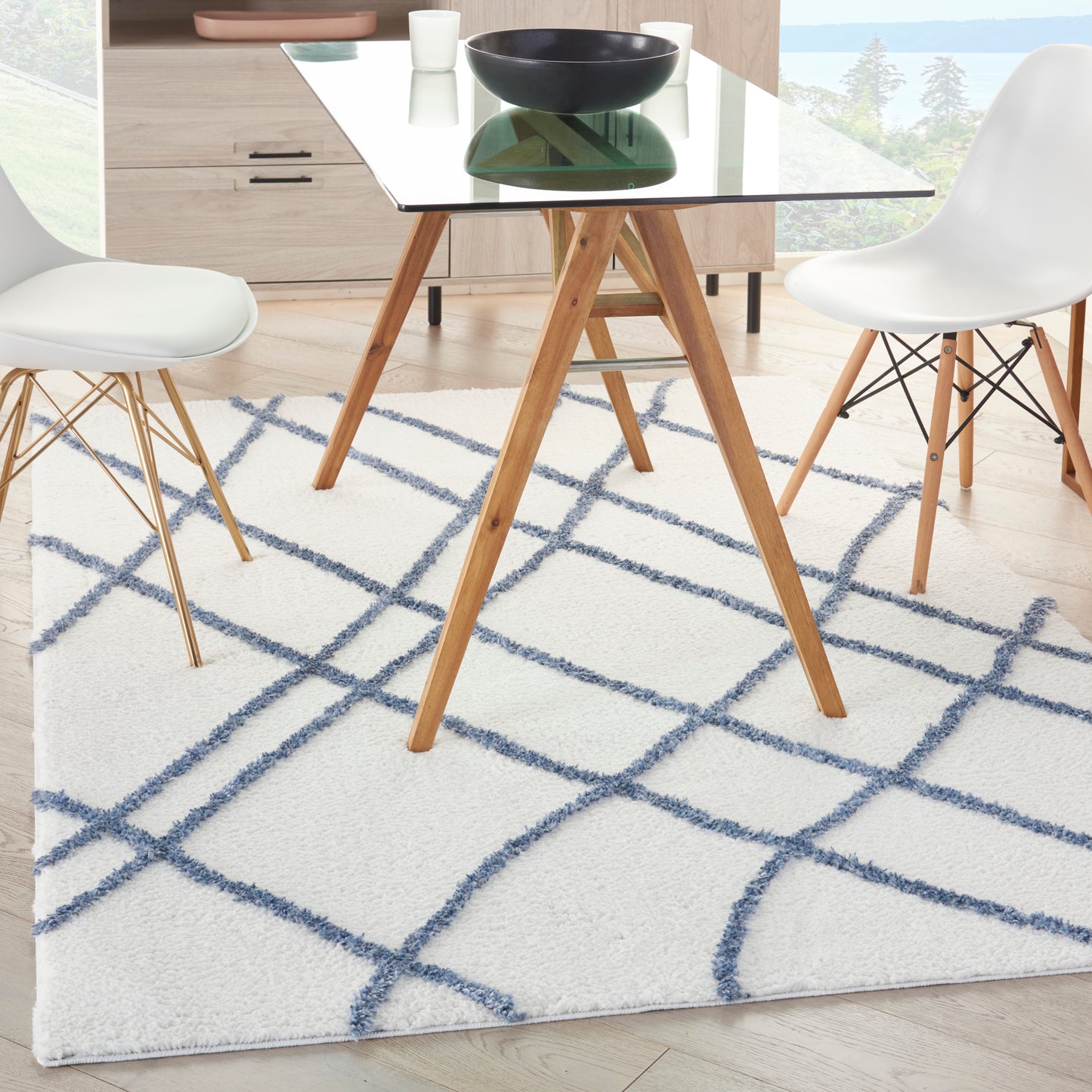 Nourison Home Feather Soft FEA02 Ivory Blue  Contemporary Tufted Rug