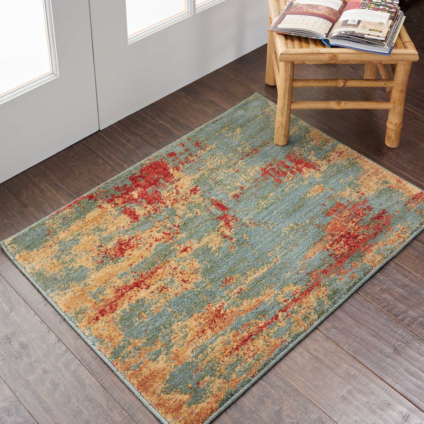 Nourison Home Somerset ST91 Teal Multicolor  Contemporary Machinemade Rug