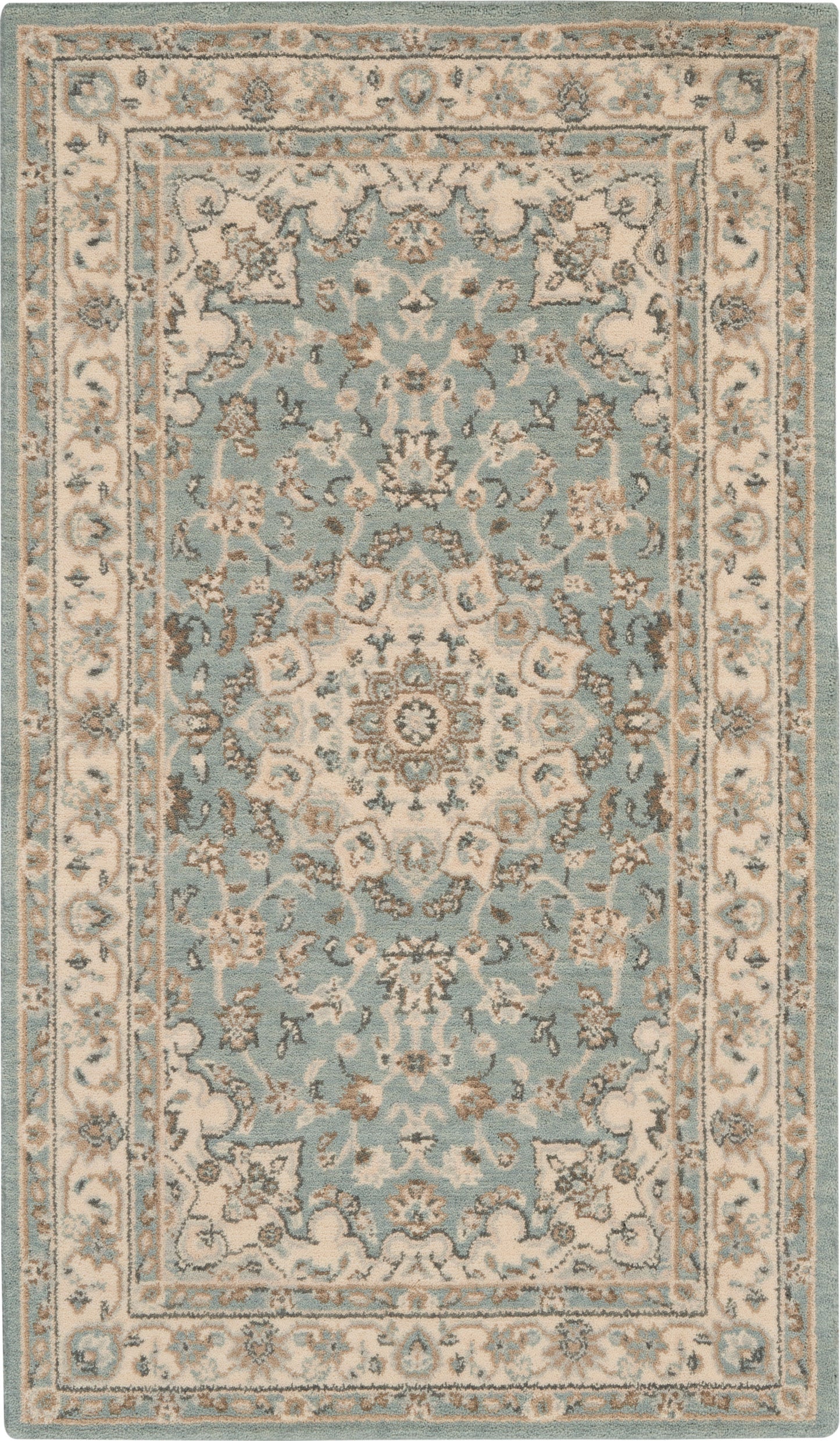 Nourison Home Living Treasures LI15 Aqua Ivory Traditional Loom Rug