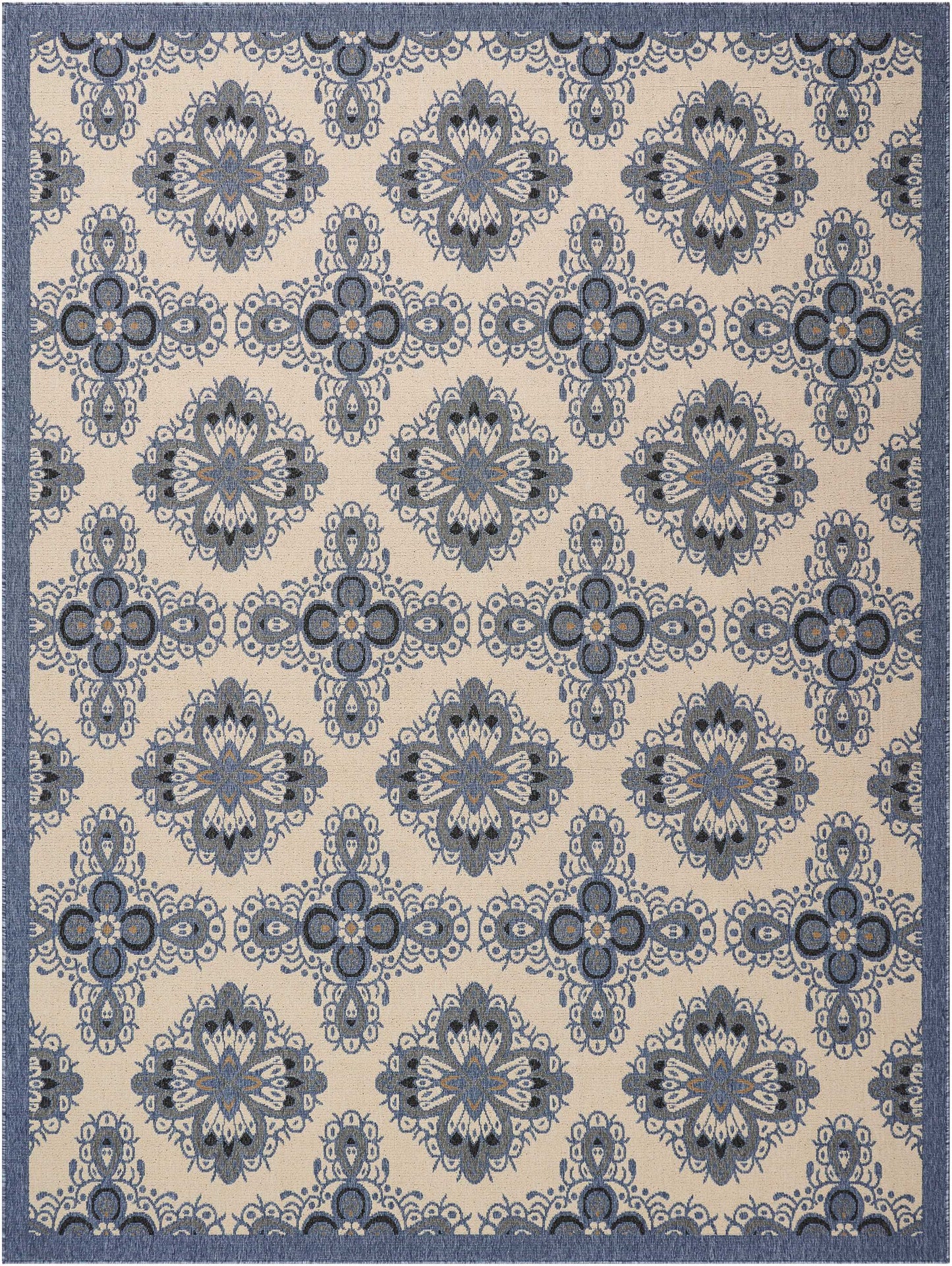 Nourison Home Caribbean CRB10 Ivory Blue  Transitional Machinemade Rug