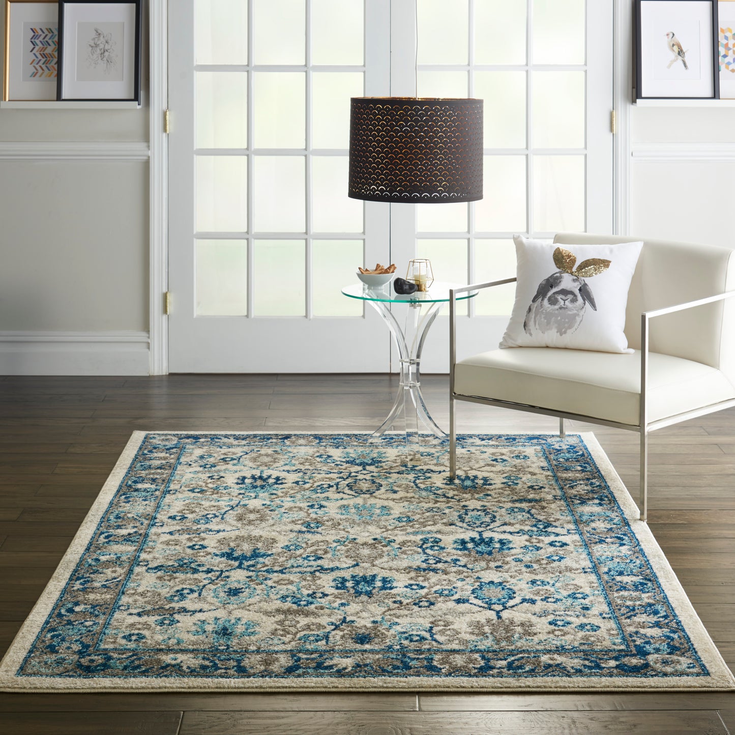 Nourison Home Persian Vintage PRV05 Ivory Grey Blue  Power-Loomed Rug