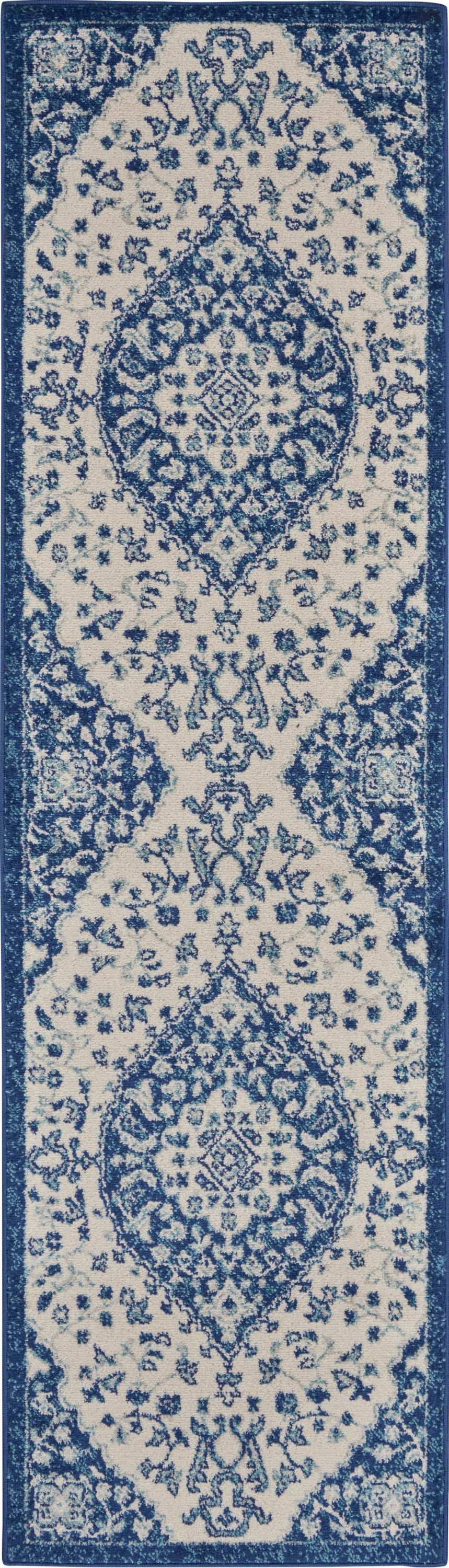 Nourison Home Passion PSN30 Ivory Blue Traditional Power-Loomed Rugs