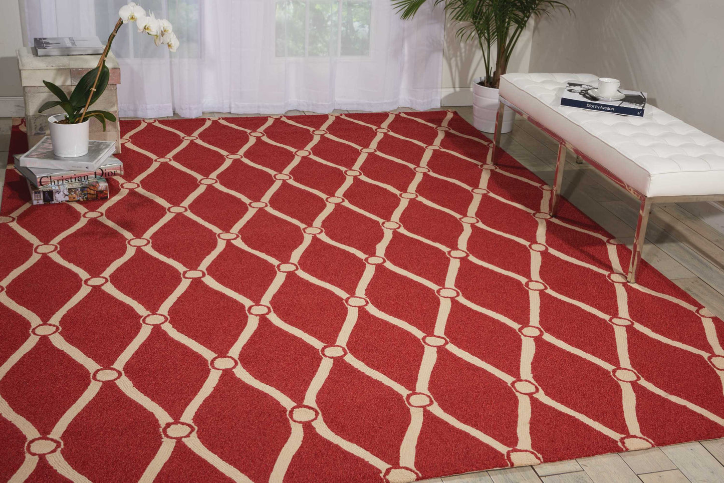 Nourison Home Portico POR02 Red  Contemporary Tufted Rug