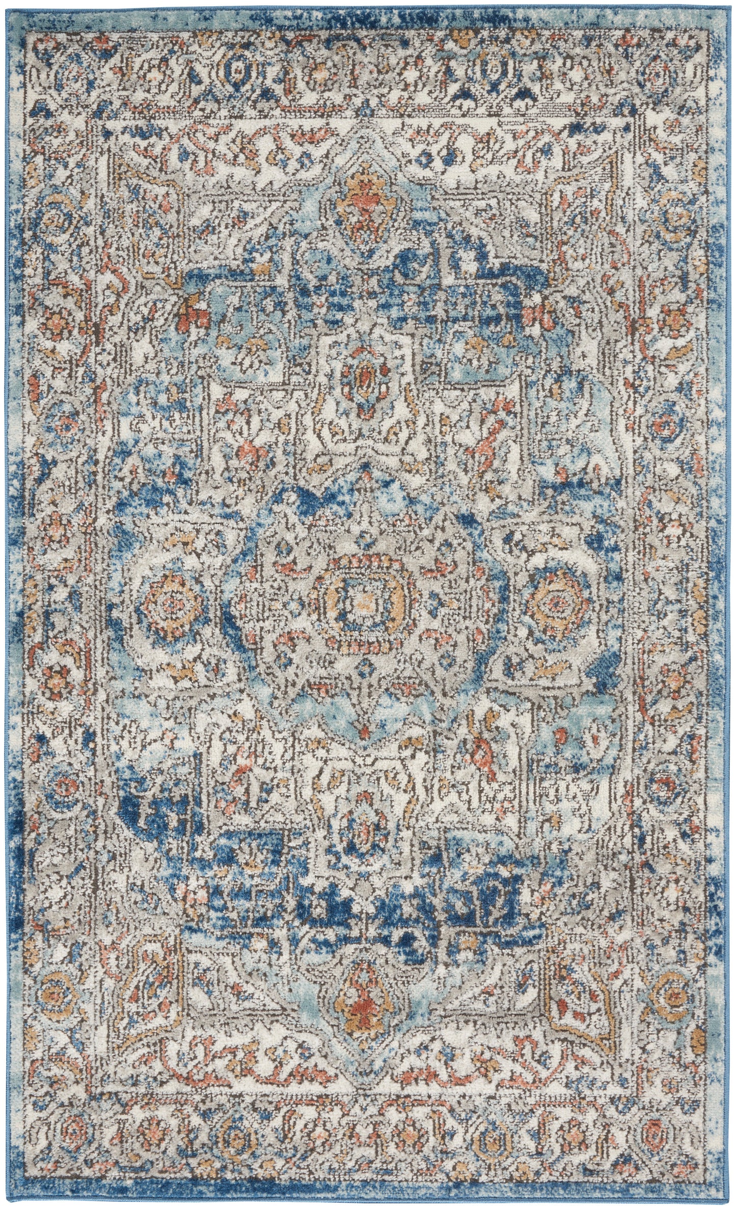 Nourison Home Quarry QUA11 Ivory Blue  Traditional Machinemade Rug