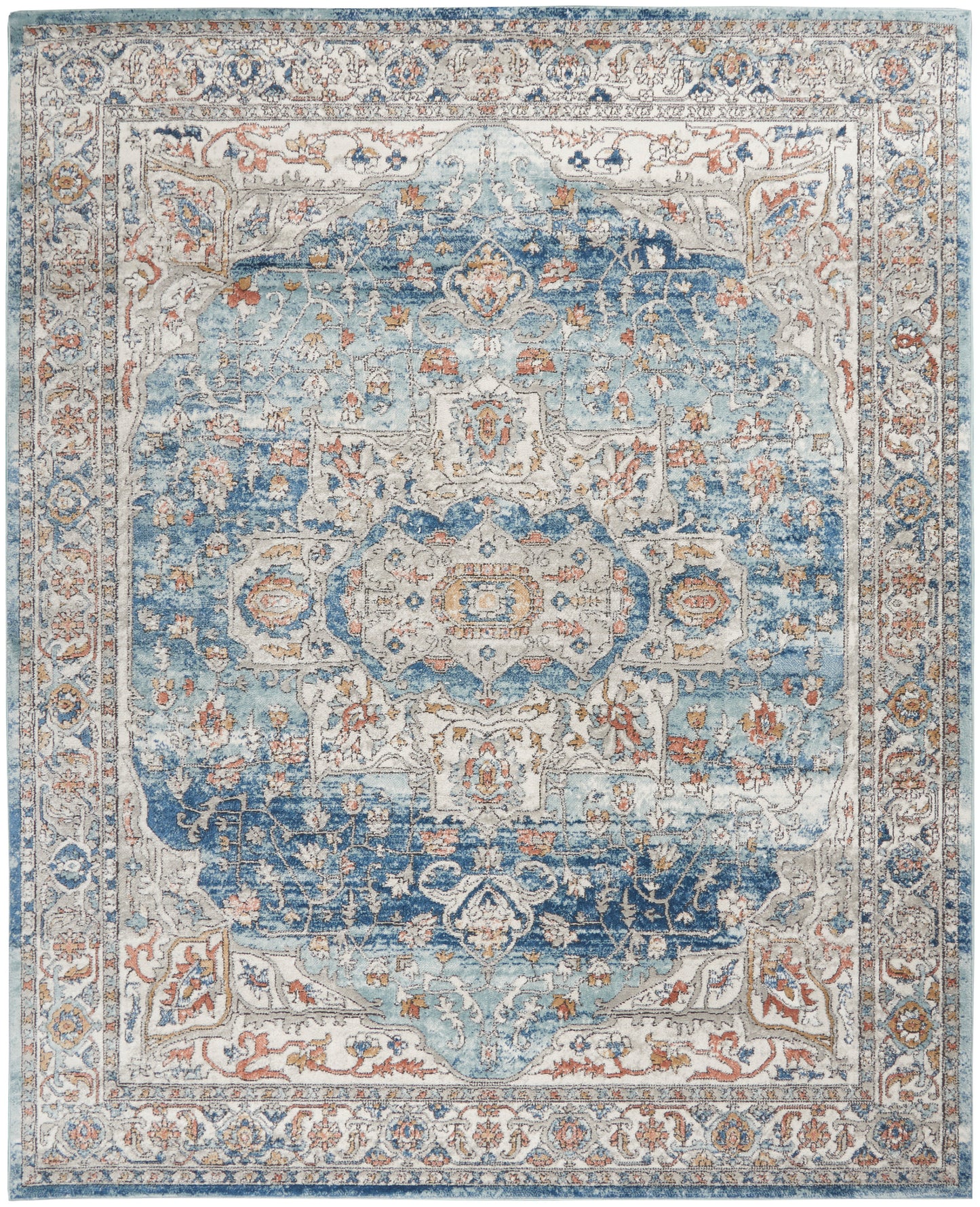 Nourison Home Quarry QUA11 Ivory Blue  Traditional Machinemade Rug