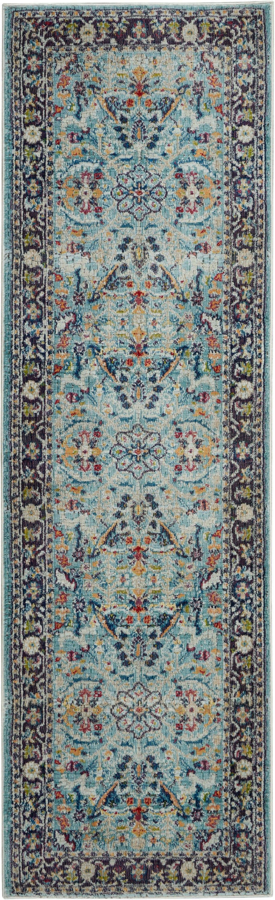 Nourison Home Ankara Global ANR14 Teal Multicolor  Traditional Machinemade Rug