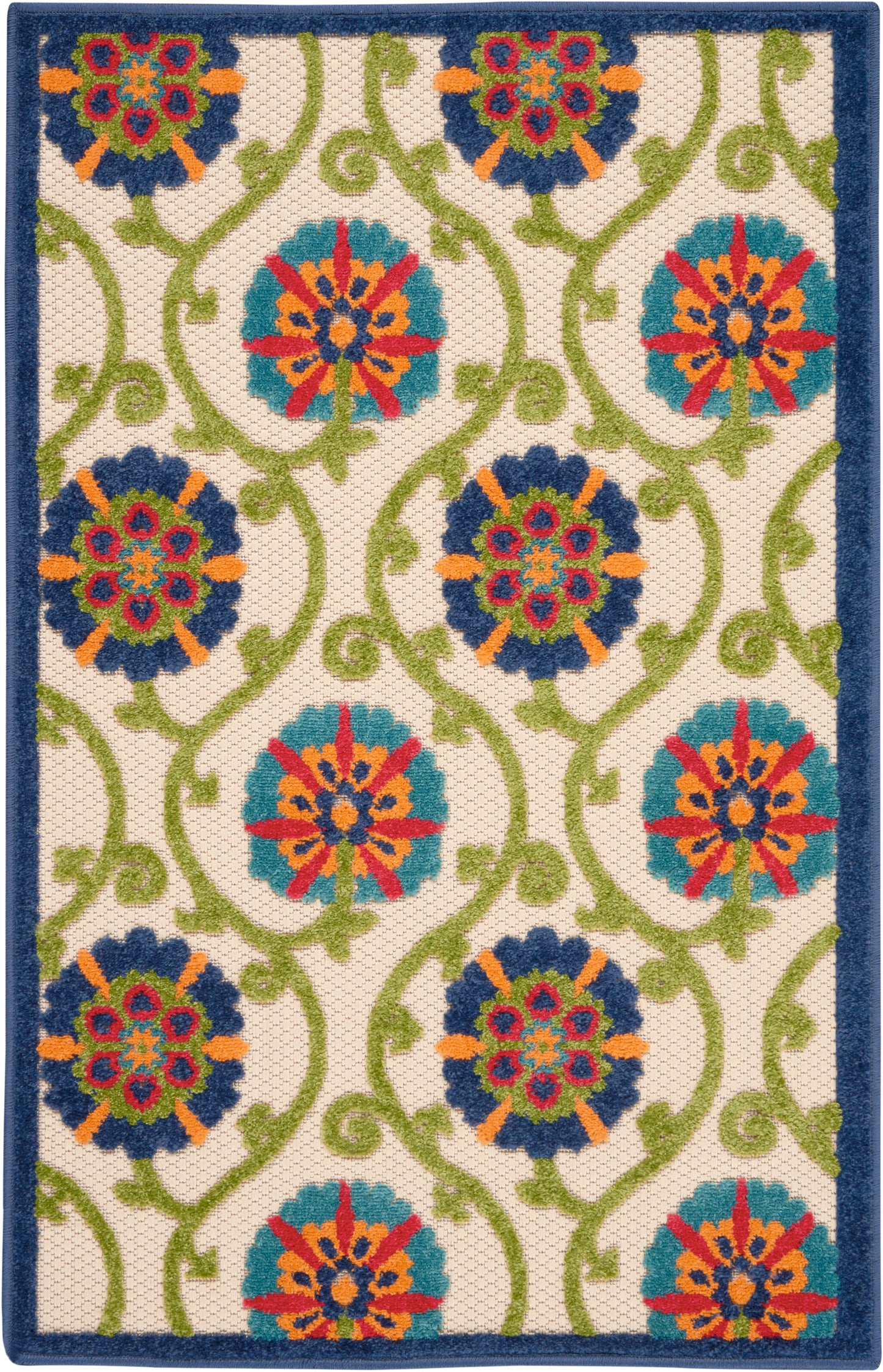 Nourison Home Aloha ALH19 Blue Multicolor  Contemporary Machinemade Rug