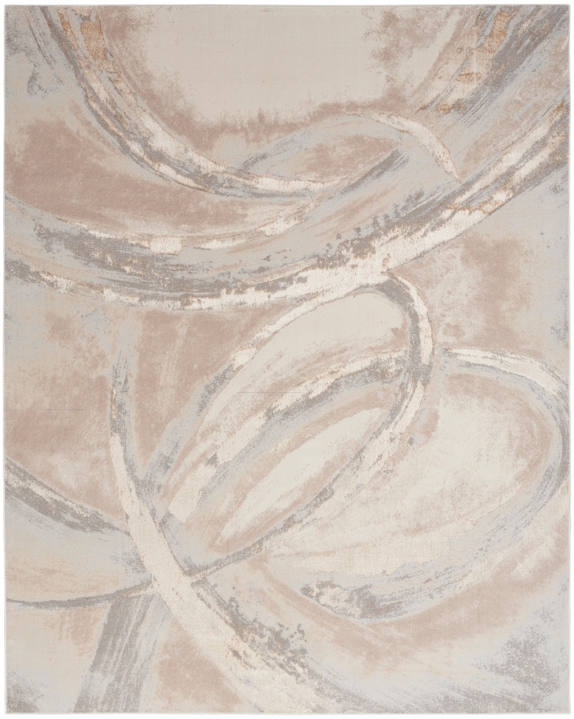 Inspire Me! Home Décor Brushstrokes BSK01 Beige Grey Contemporary Machinemade Rug